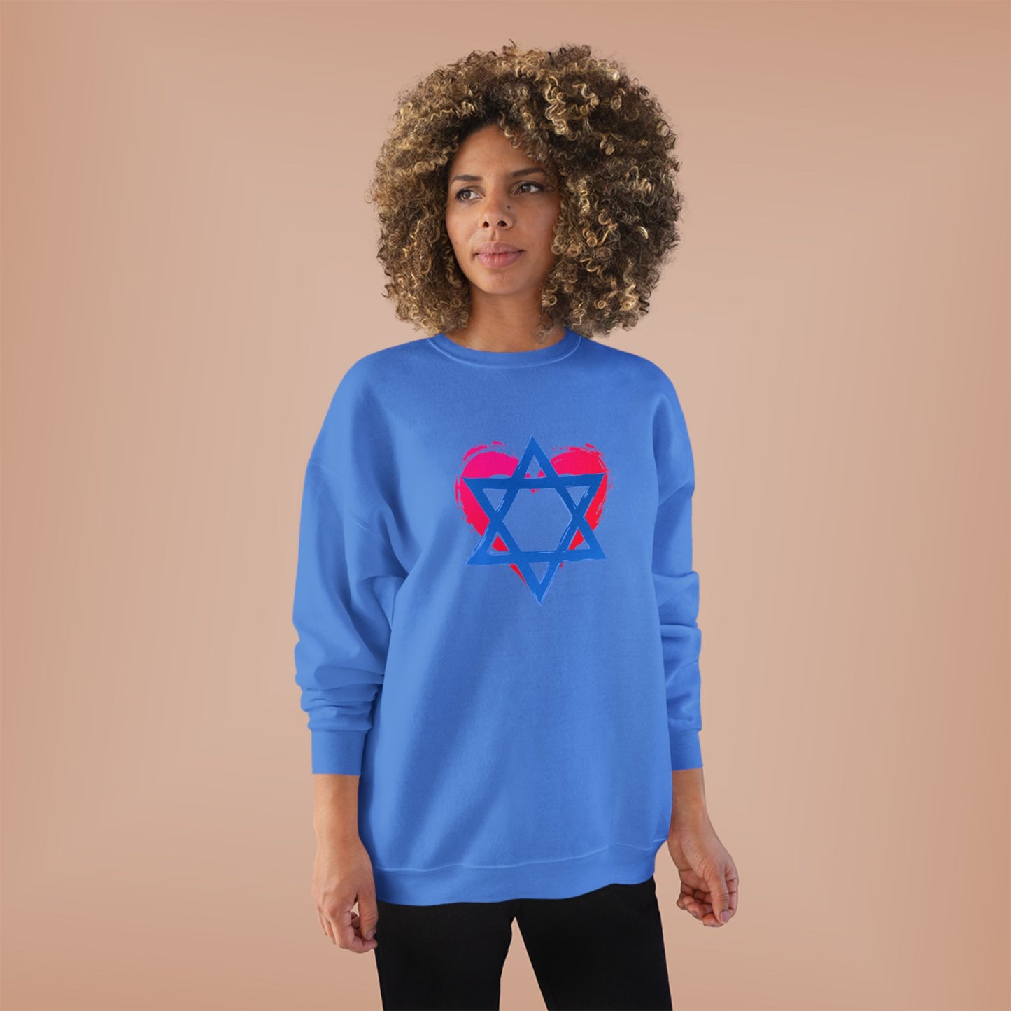 Star of David with Heart Unisex EcoSmart® Crewneck Sweatshirt