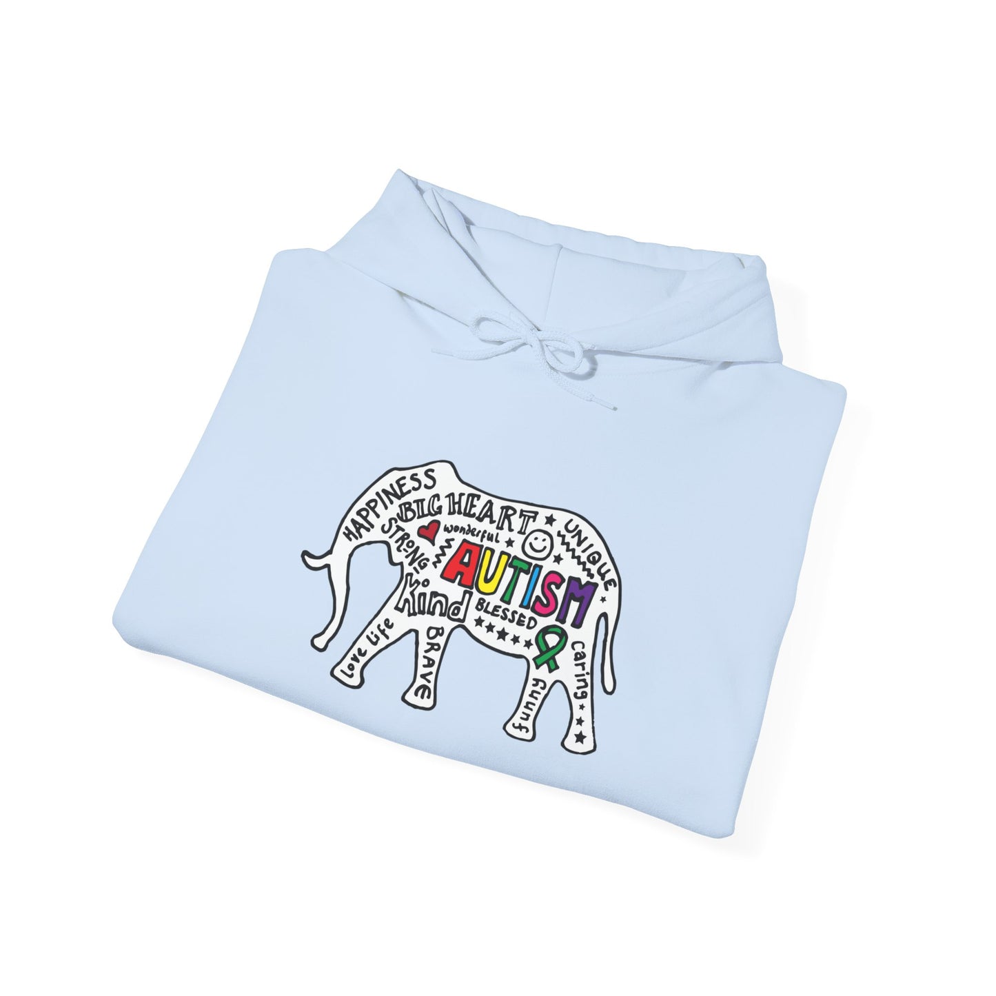 Autism Awareness Elephant Hoodie - Colorful Puzzle Piece Design