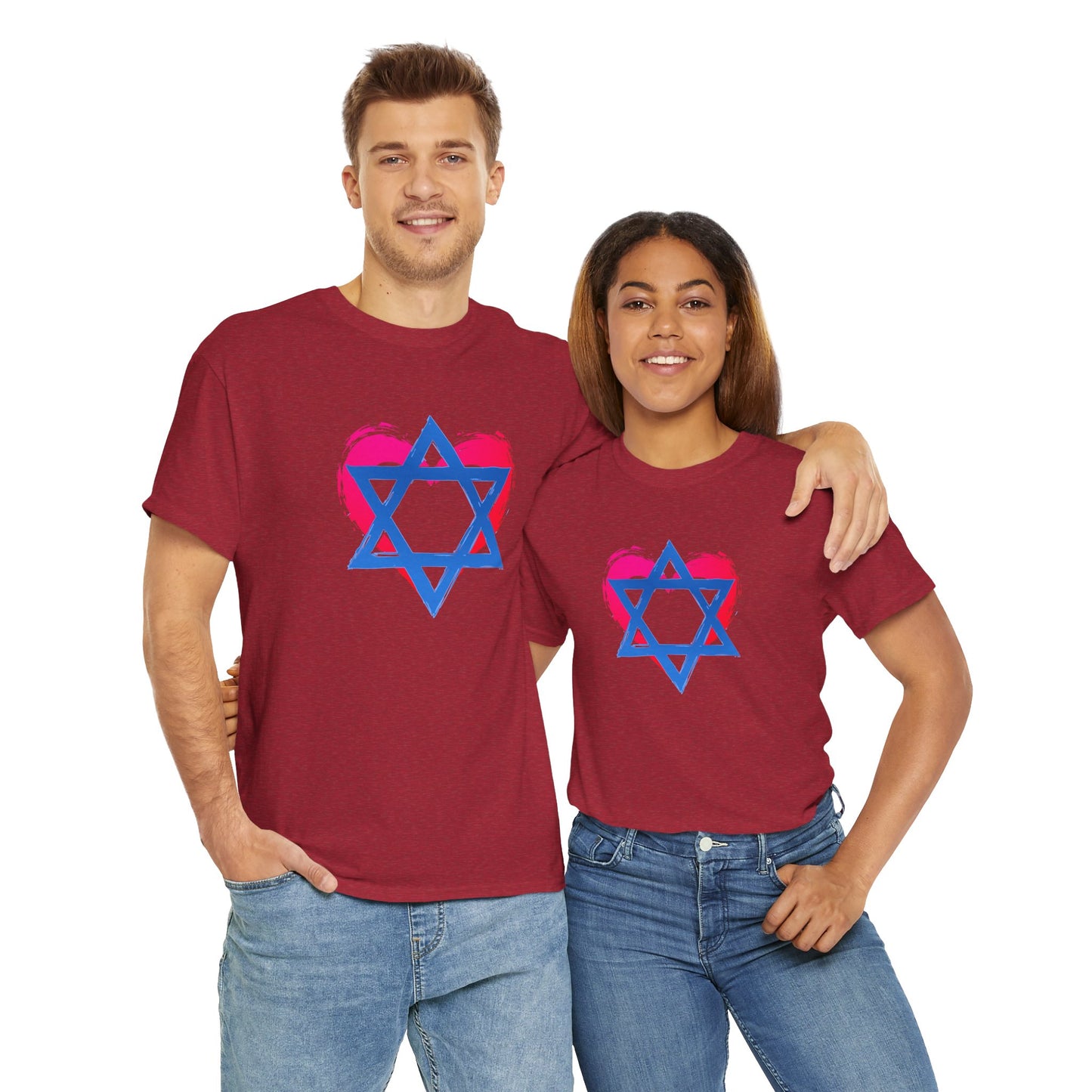 Star of David with Heart Unisex Heavy Cotton Tee