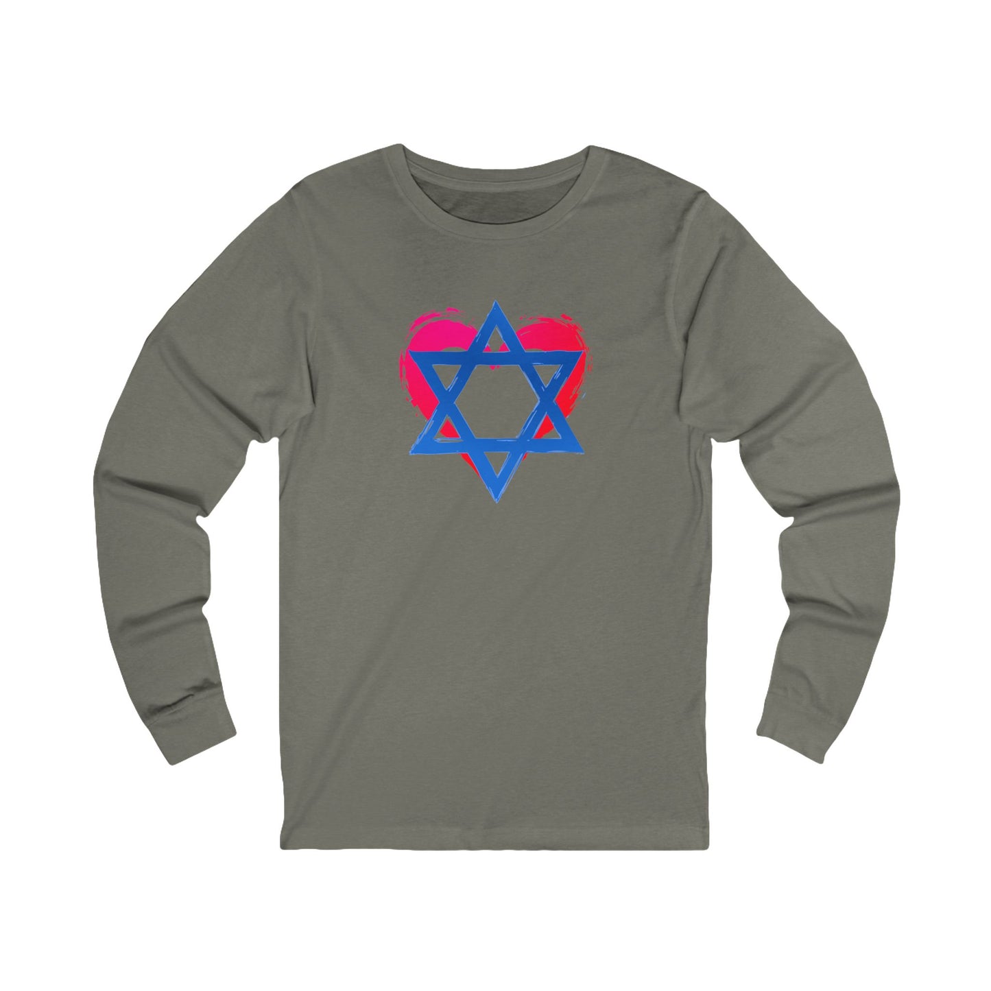 Star of David with Heart Unisex Jersey Long Sleeve Tee