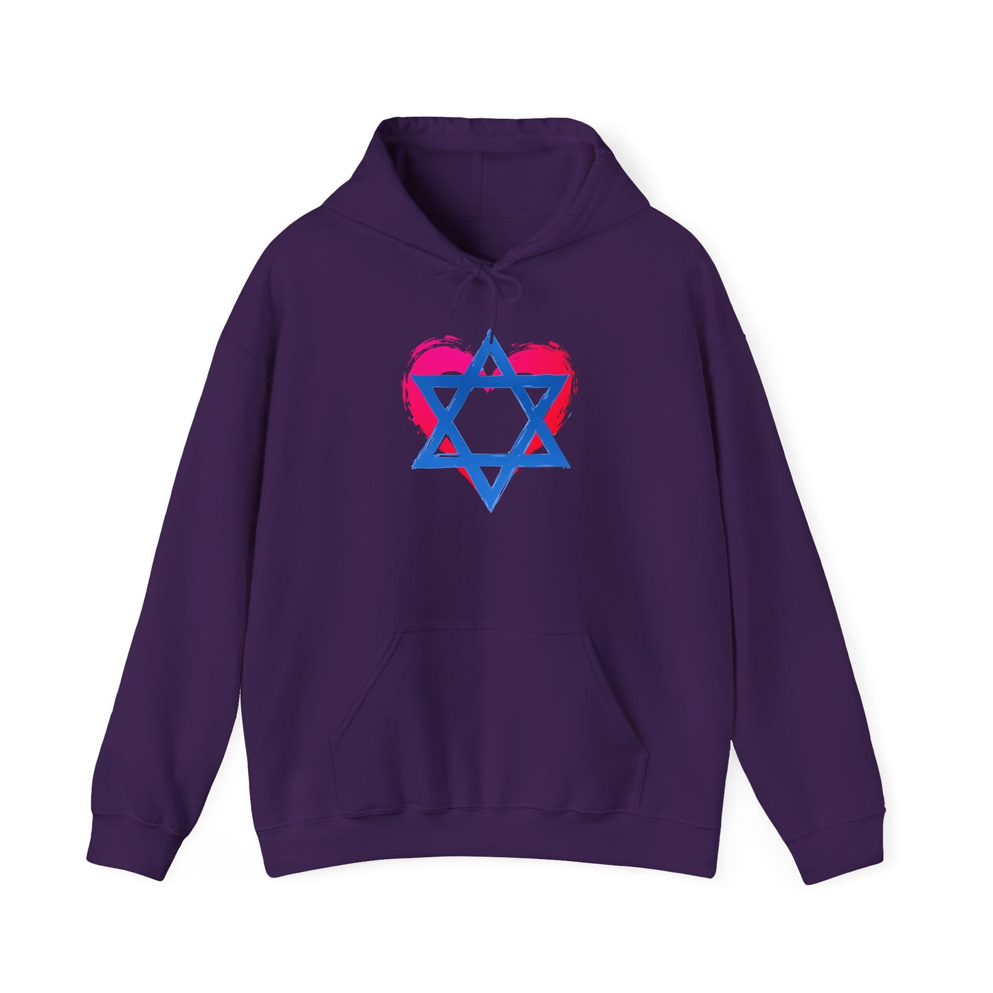 Star of David with Heart Unisex Heavy Blend™ Hooded Sweatshirt