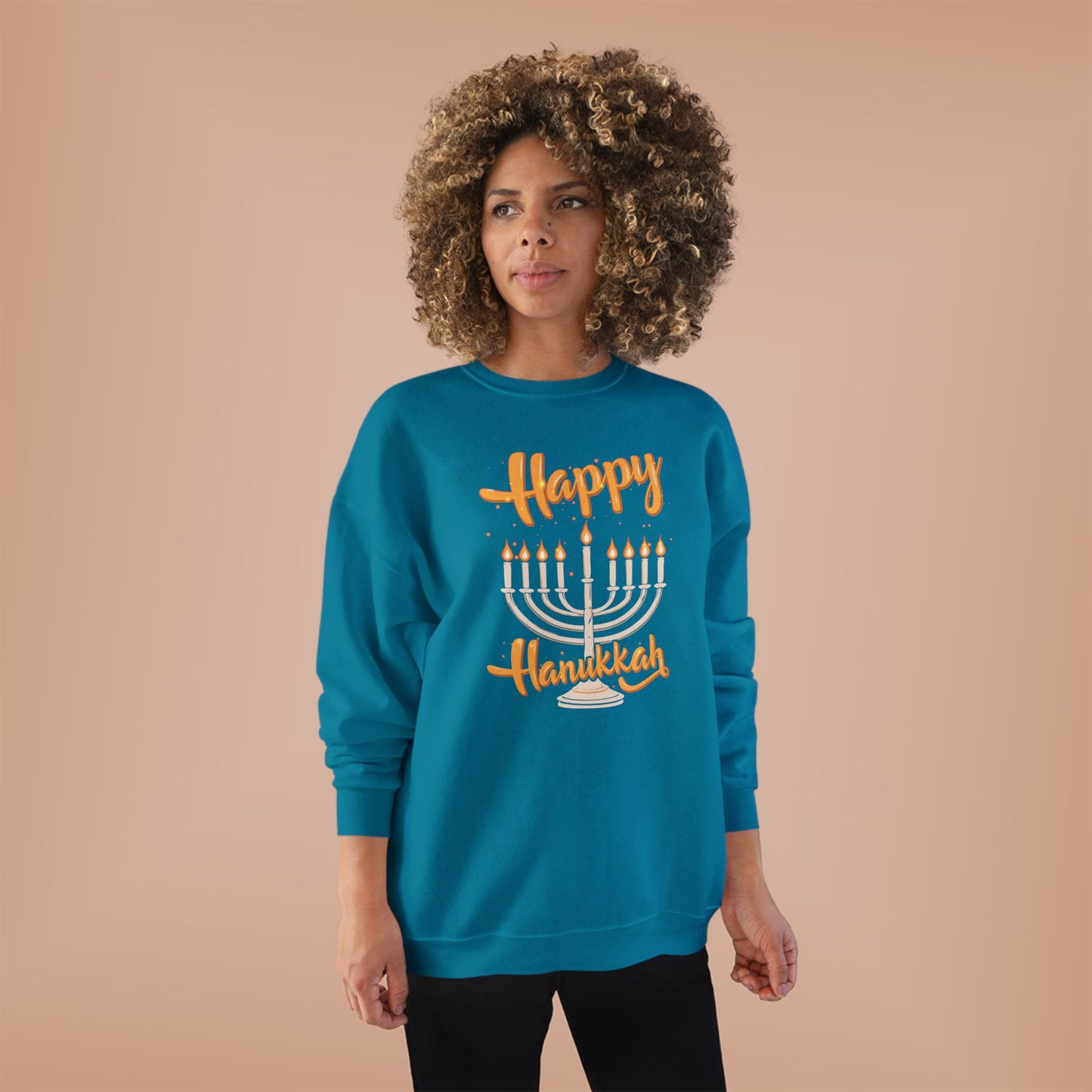 "Happy Hanukkah" Unisex EcoSmart® Crewneck Sweatshirt