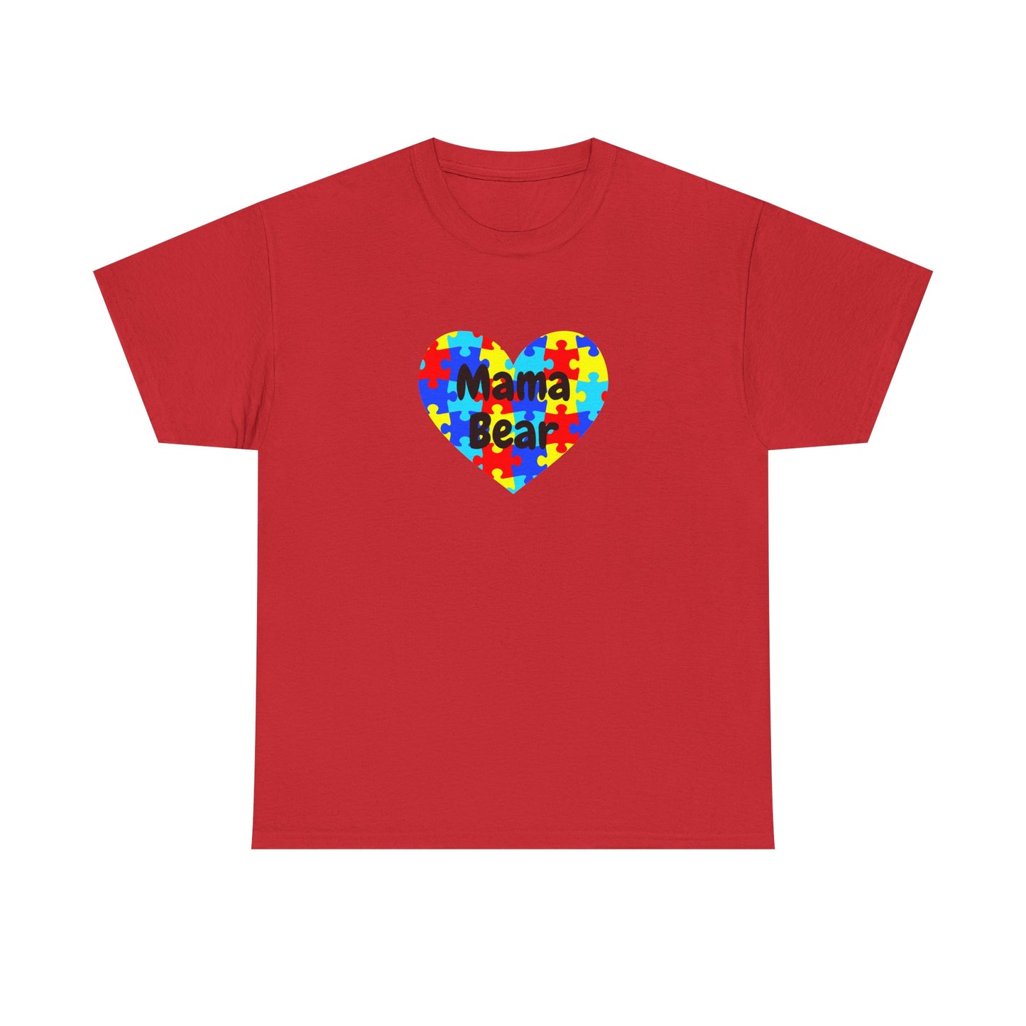 Mama Bear Autism Puzzle Heart T-Shirt - Autism Awareness Mom Tee