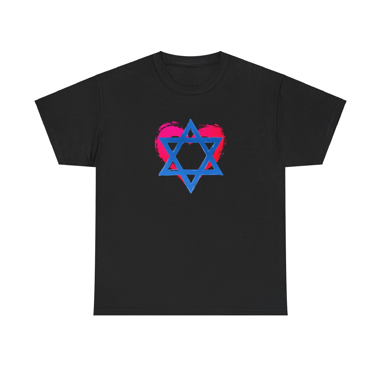 Star of David with Heart Unisex Heavy Cotton Tee