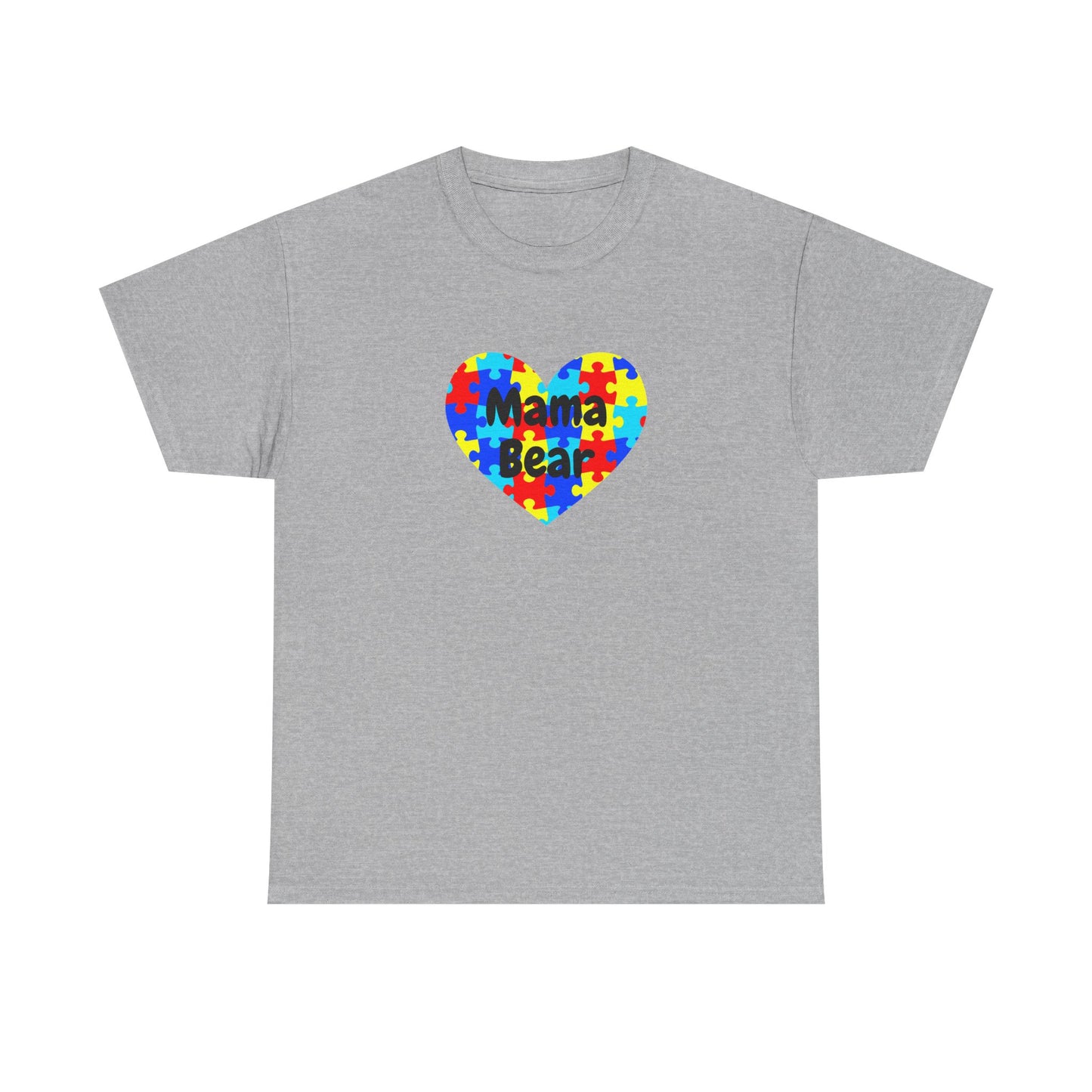Mama Bear Autism Puzzle Heart T-Shirt - Autism Awareness Mom Tee