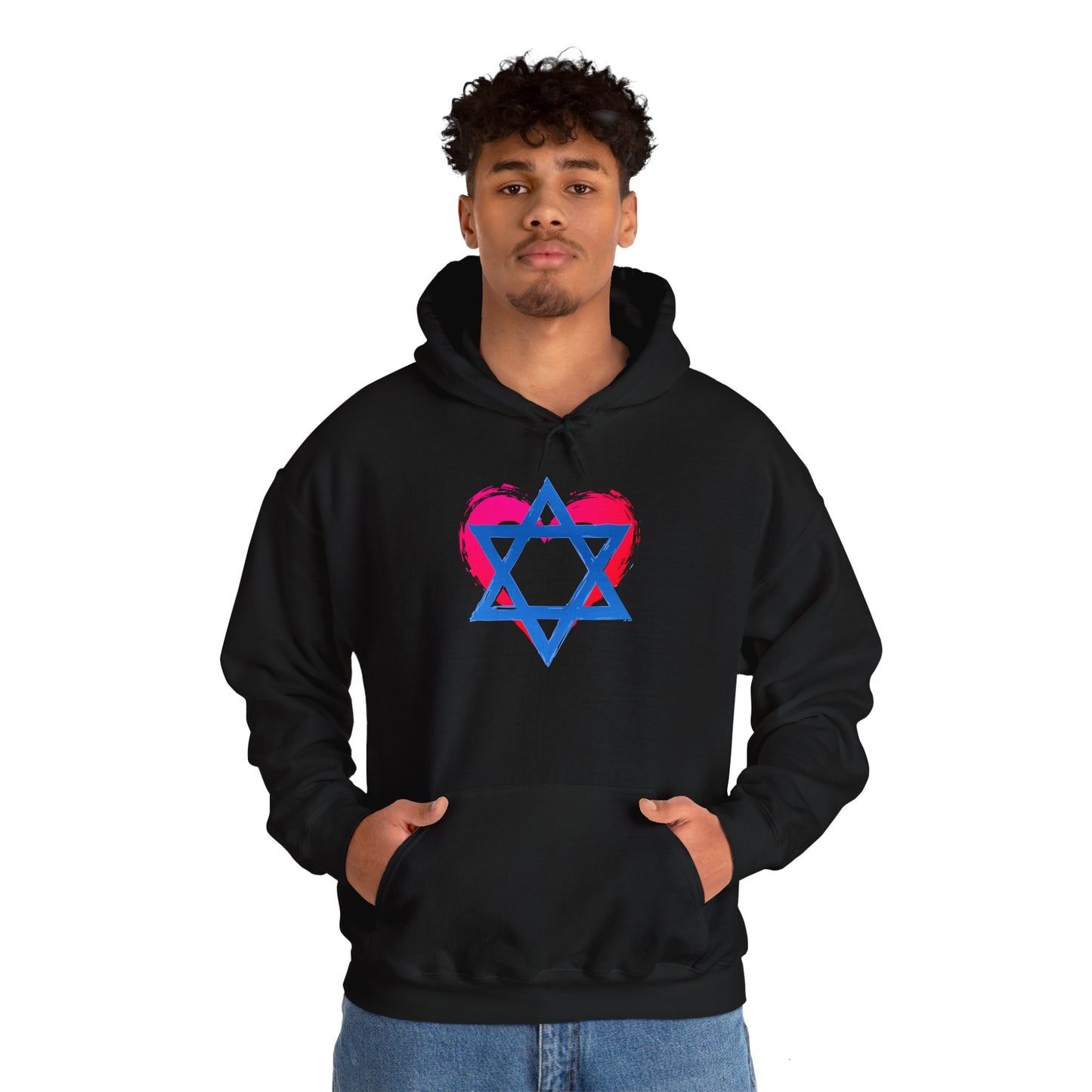 Star of David with Heart Unisex Heavy Blend™ Hooded Sweatshirt