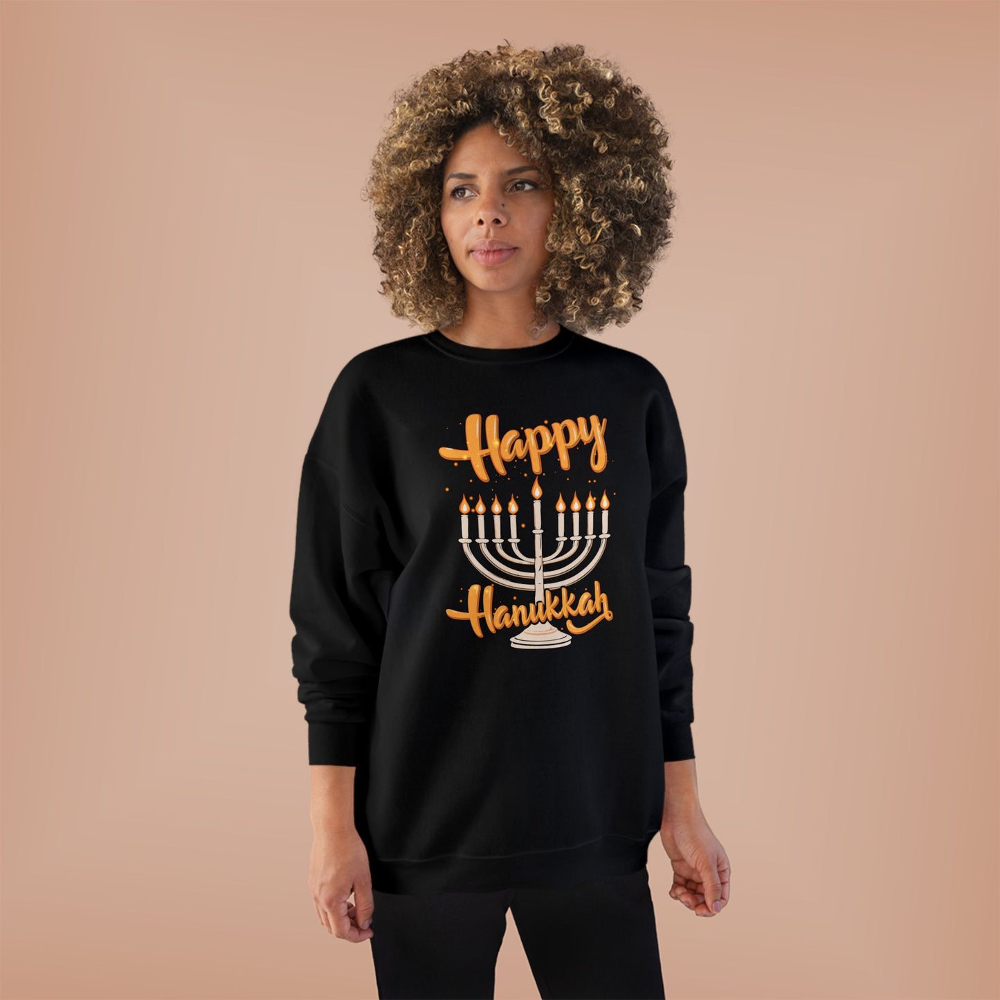 "Happy Hanukkah" Unisex EcoSmart® Crewneck Sweatshirt