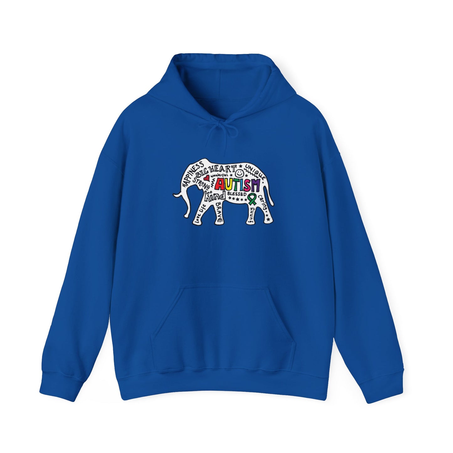 Autism Awareness Elephant Hoodie - Colorful Puzzle Piece Design