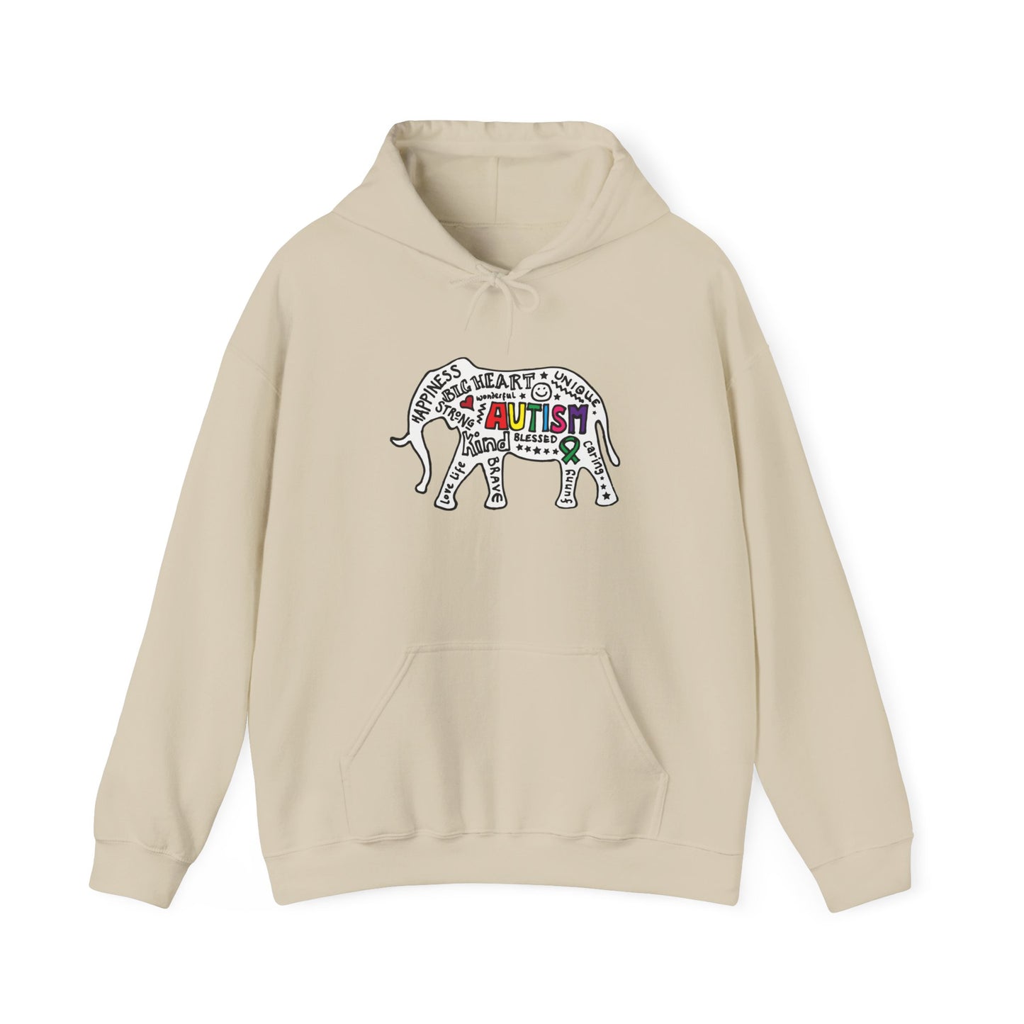 Autism Awareness Elephant Hoodie - Colorful Puzzle Piece Design