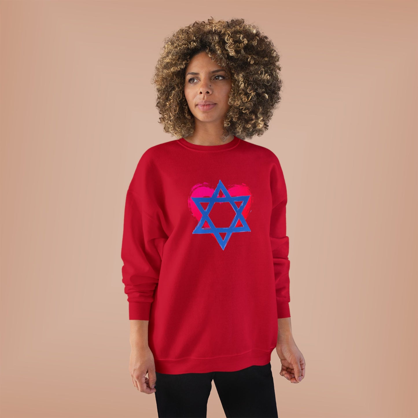 Star of David with Heart Unisex EcoSmart® Crewneck Sweatshirt