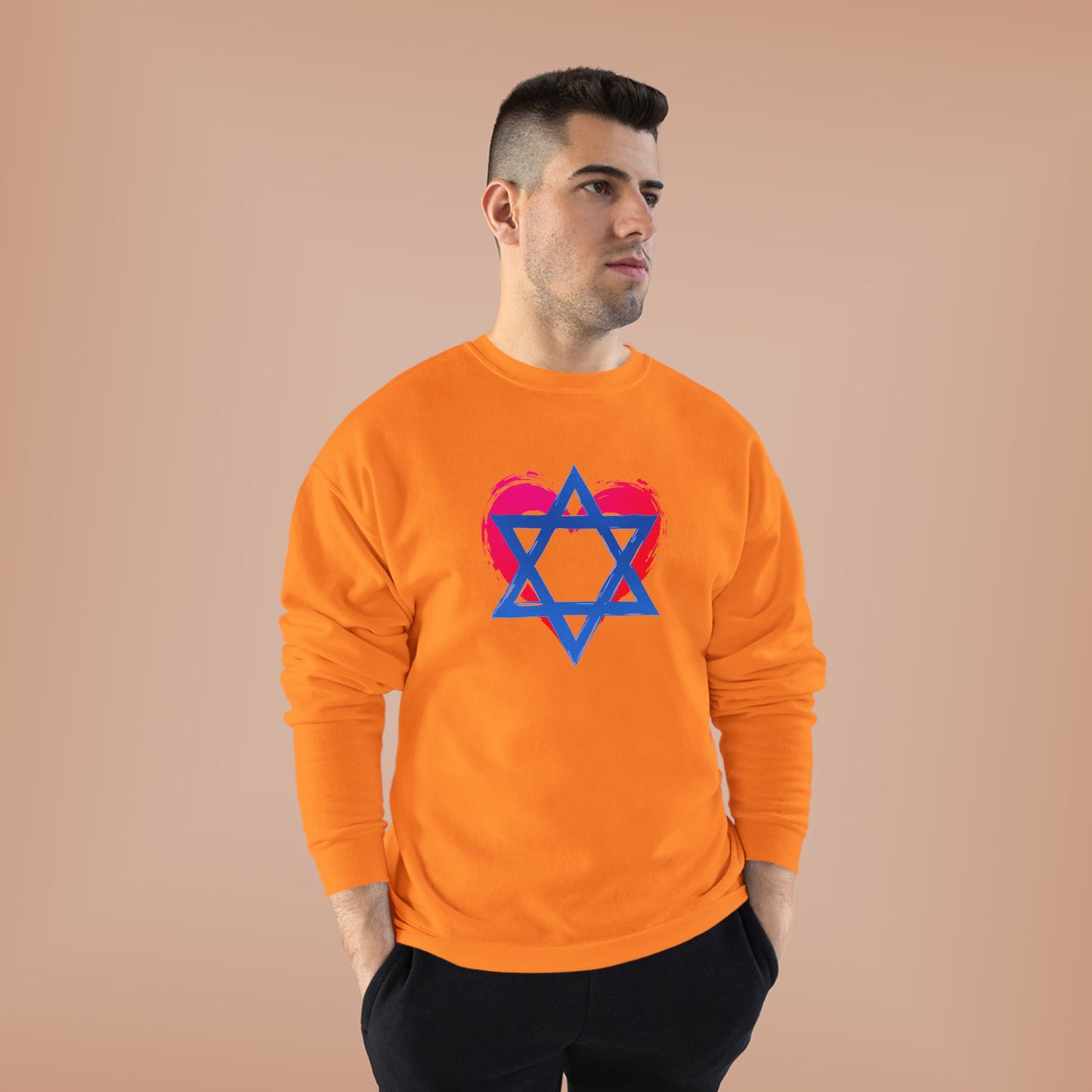 Star of David with Heart Unisex EcoSmart® Crewneck Sweatshirt