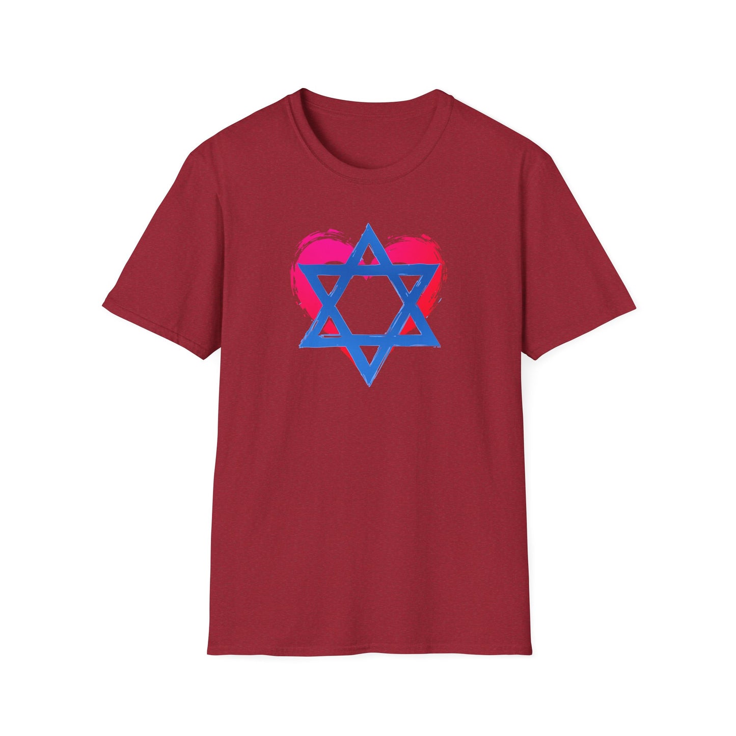 Star of David with Heart Unisex Softstyle T-Shirt