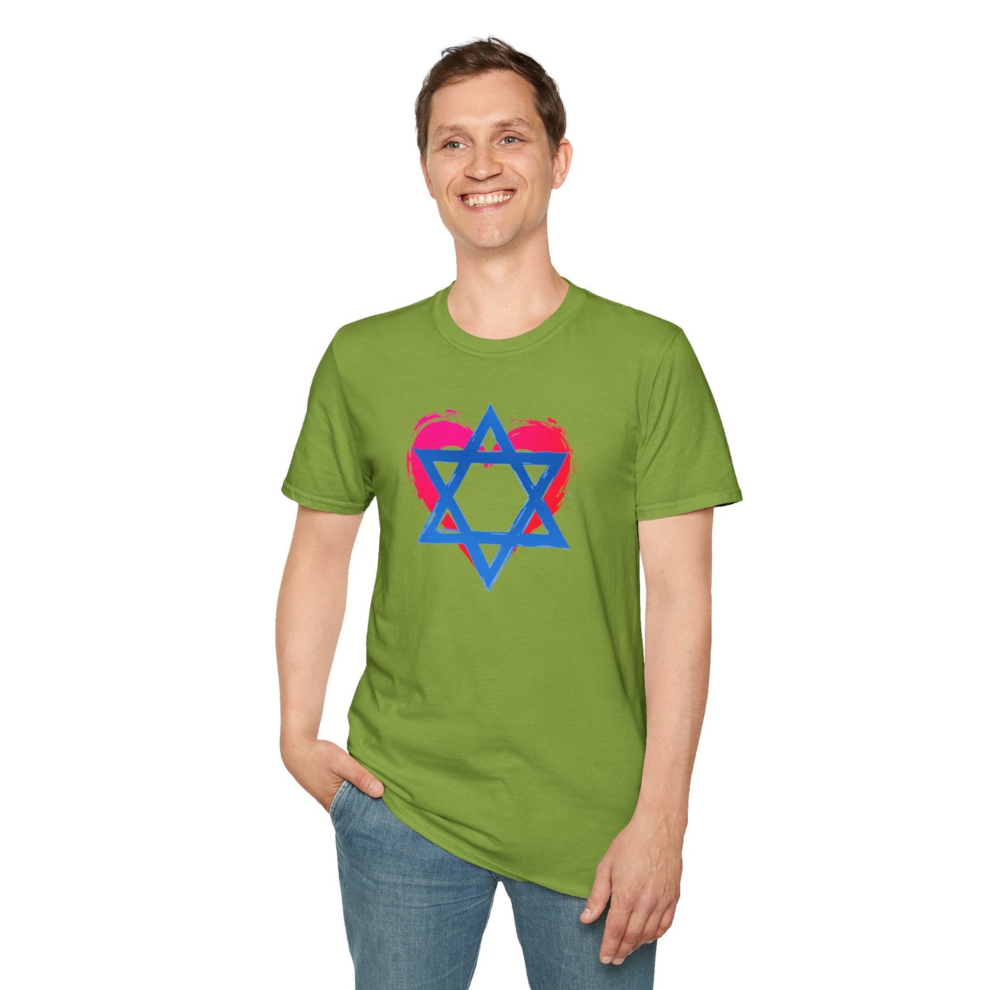 Star of David with Heart Unisex Softstyle T-Shirt