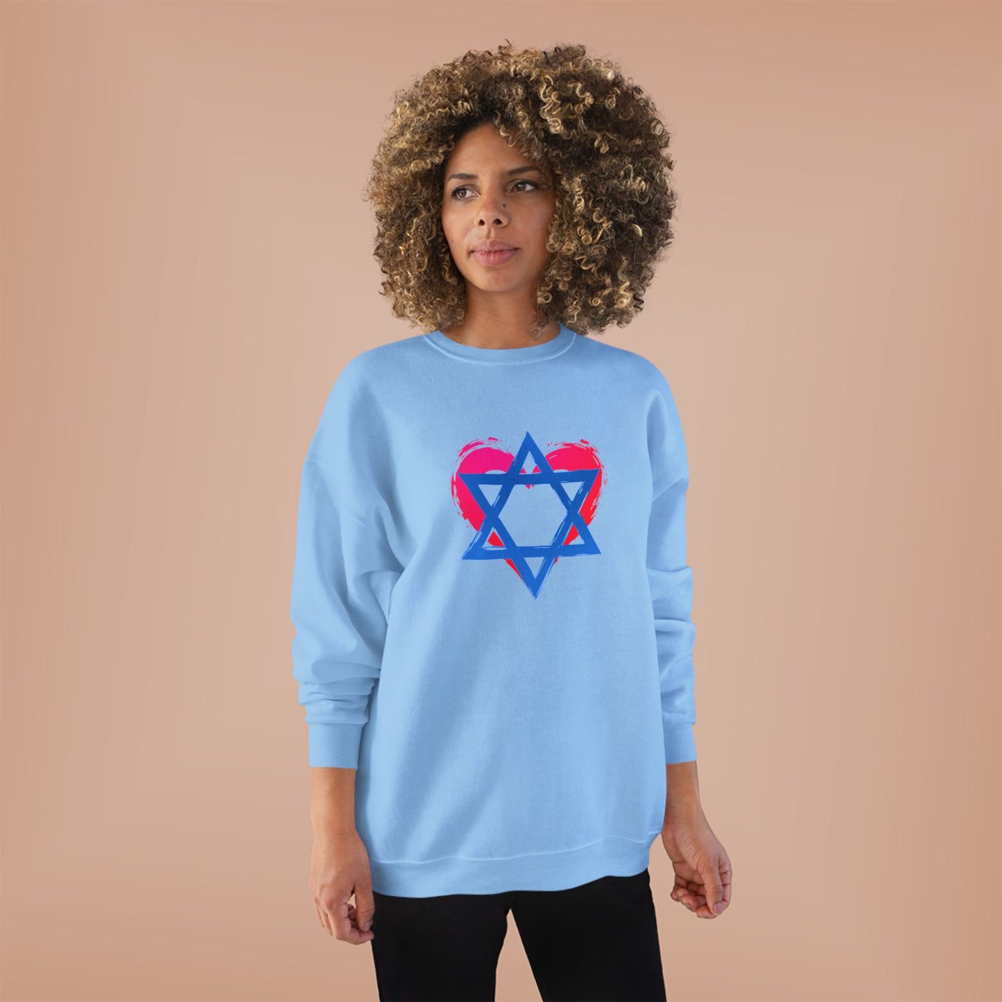 Star of David with Heart Unisex EcoSmart® Crewneck Sweatshirt