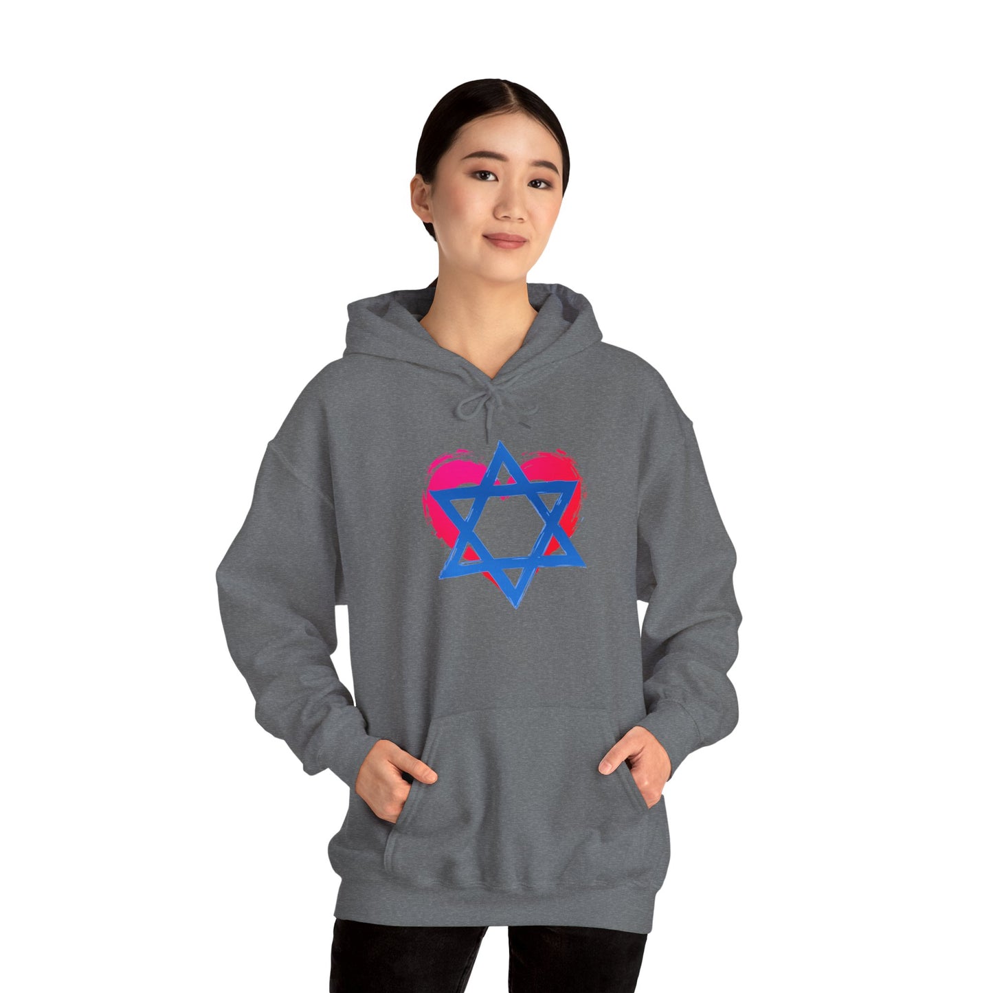 Star of David with Heart Unisex Heavy Blend™ Hooded Sweatshirt