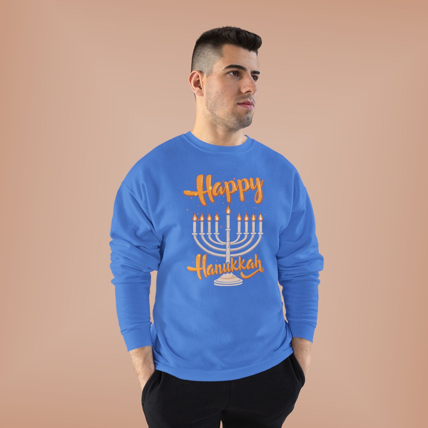 "Happy Hanukkah" Unisex EcoSmart® Crewneck Sweatshirt