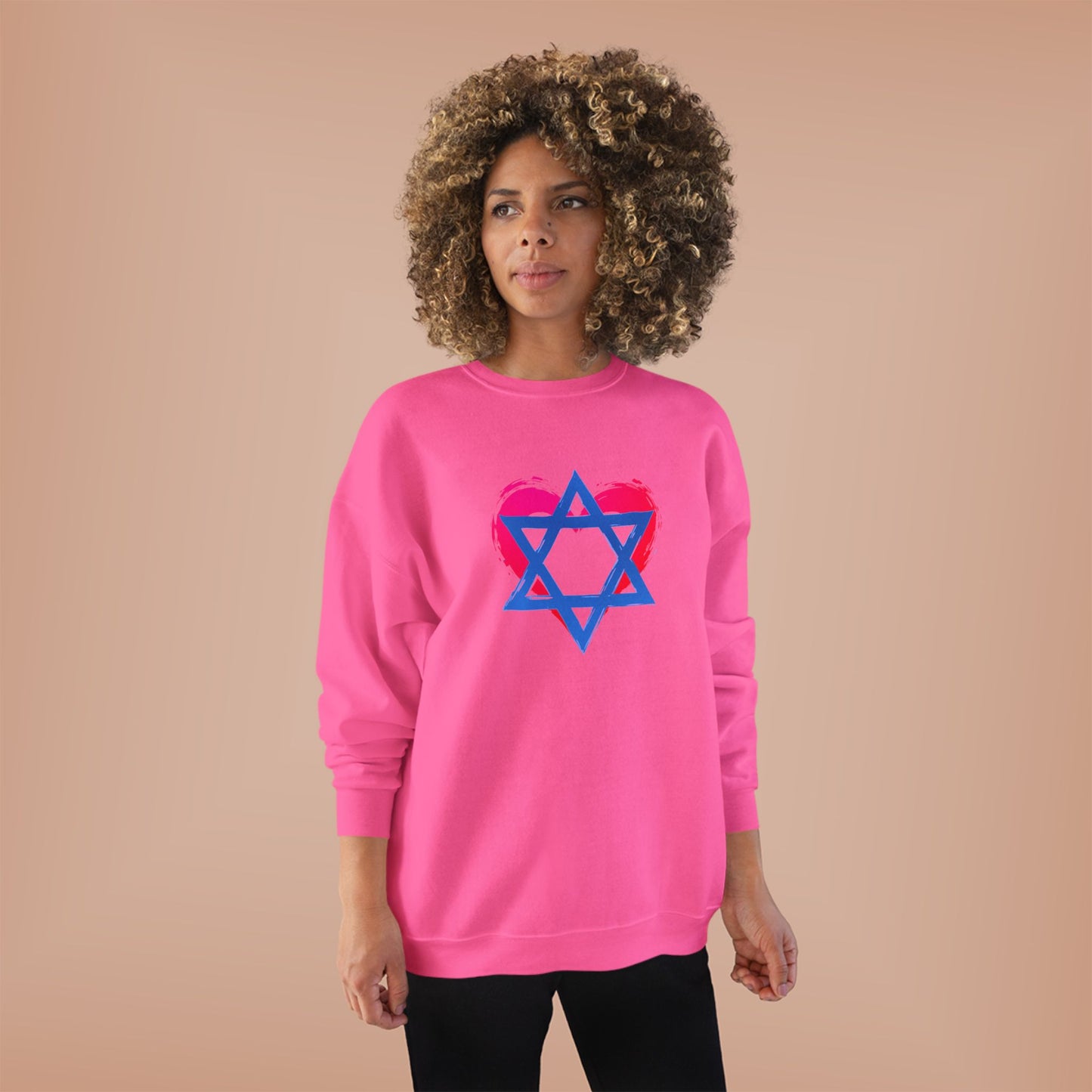 Star of David with Heart Unisex EcoSmart® Crewneck Sweatshirt