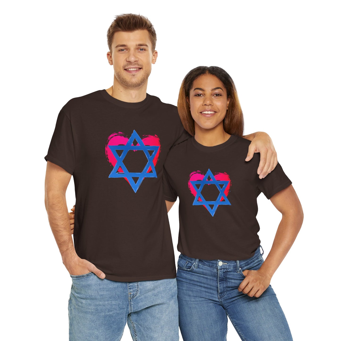 Star of David with Heart Unisex Heavy Cotton Tee