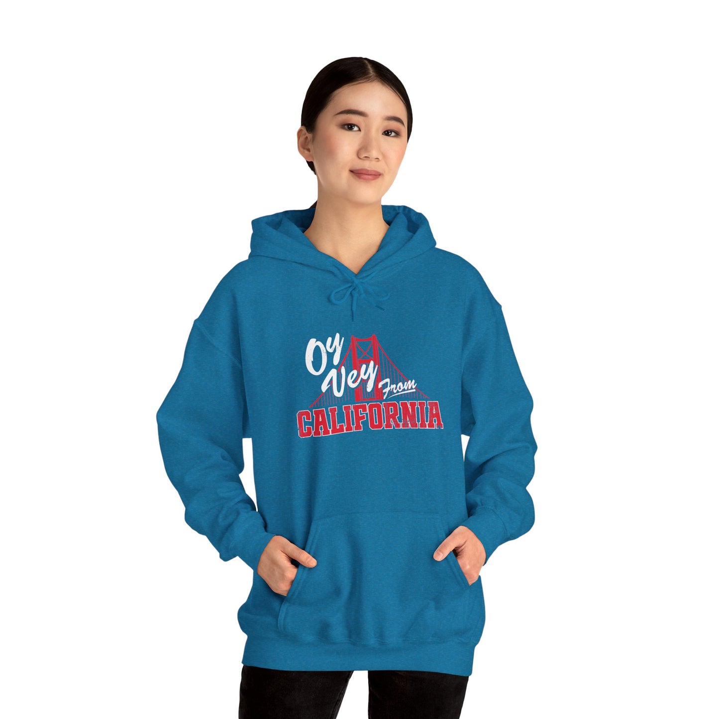 "OY VEY FROM CALIFORNIA" Unisex Heavy Blend™ Hooded Sweatshirt