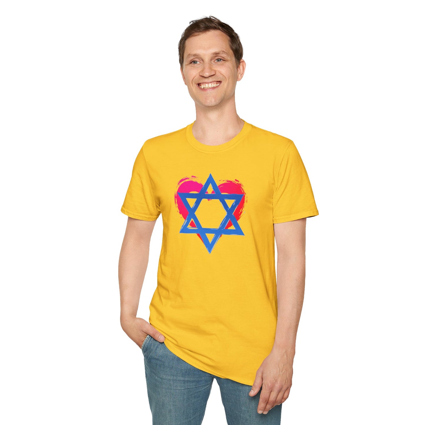 Star of David with Heart Unisex Softstyle T-Shirt