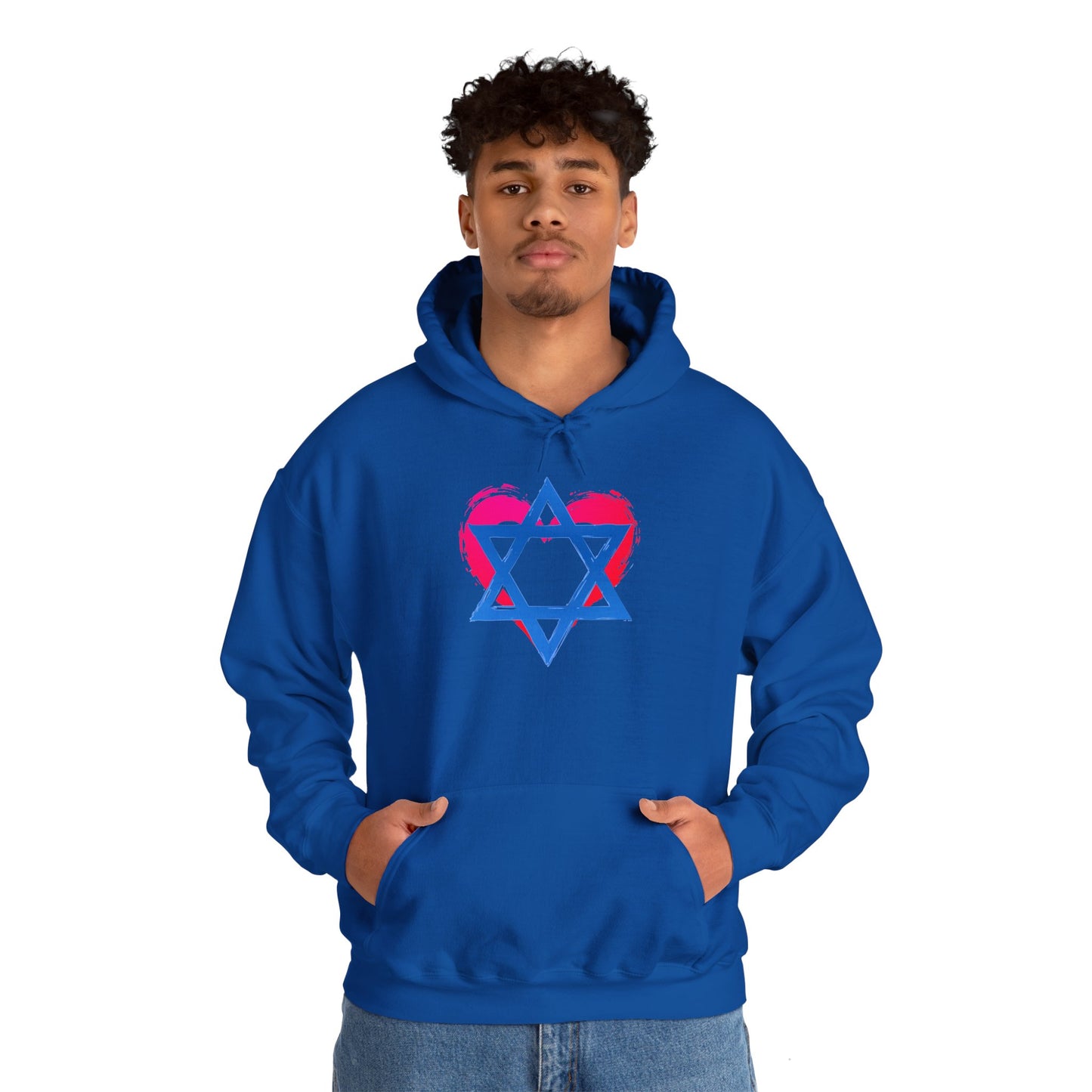 Star of David with Heart Unisex Heavy Blend™ Hooded Sweatshirt