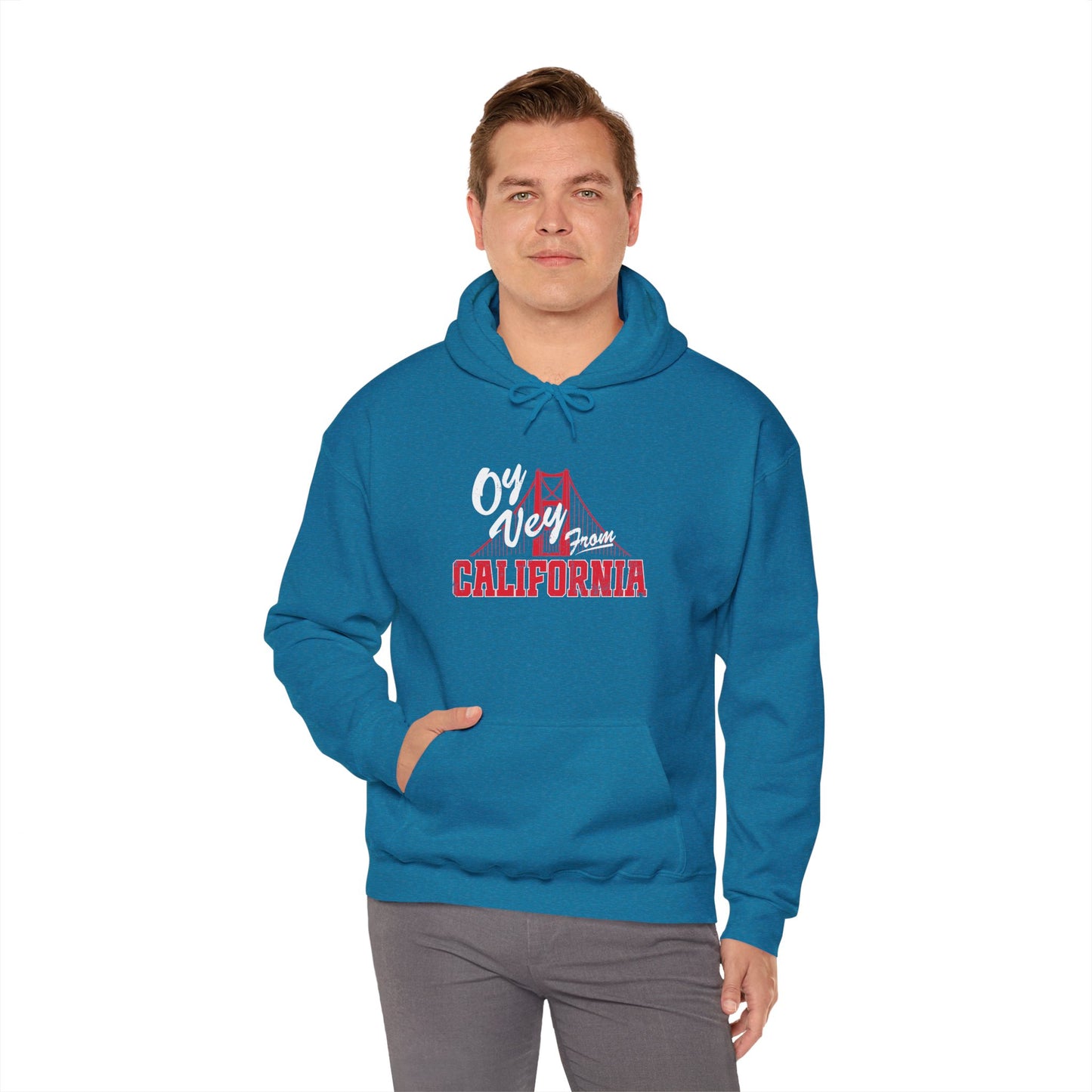 "OY VEY FROM CALIFORNIA" Unisex Heavy Blend™ Hooded Sweatshirt