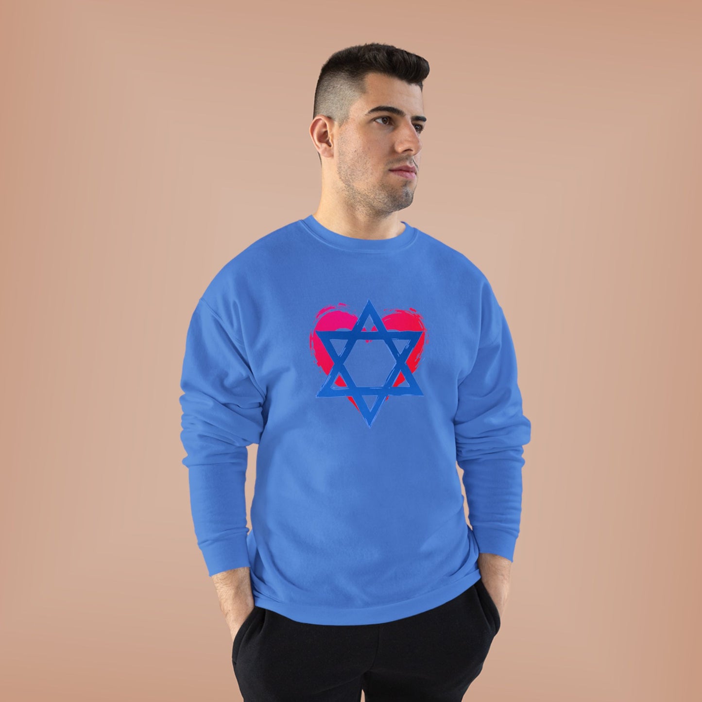 Star of David with Heart Unisex EcoSmart® Crewneck Sweatshirt