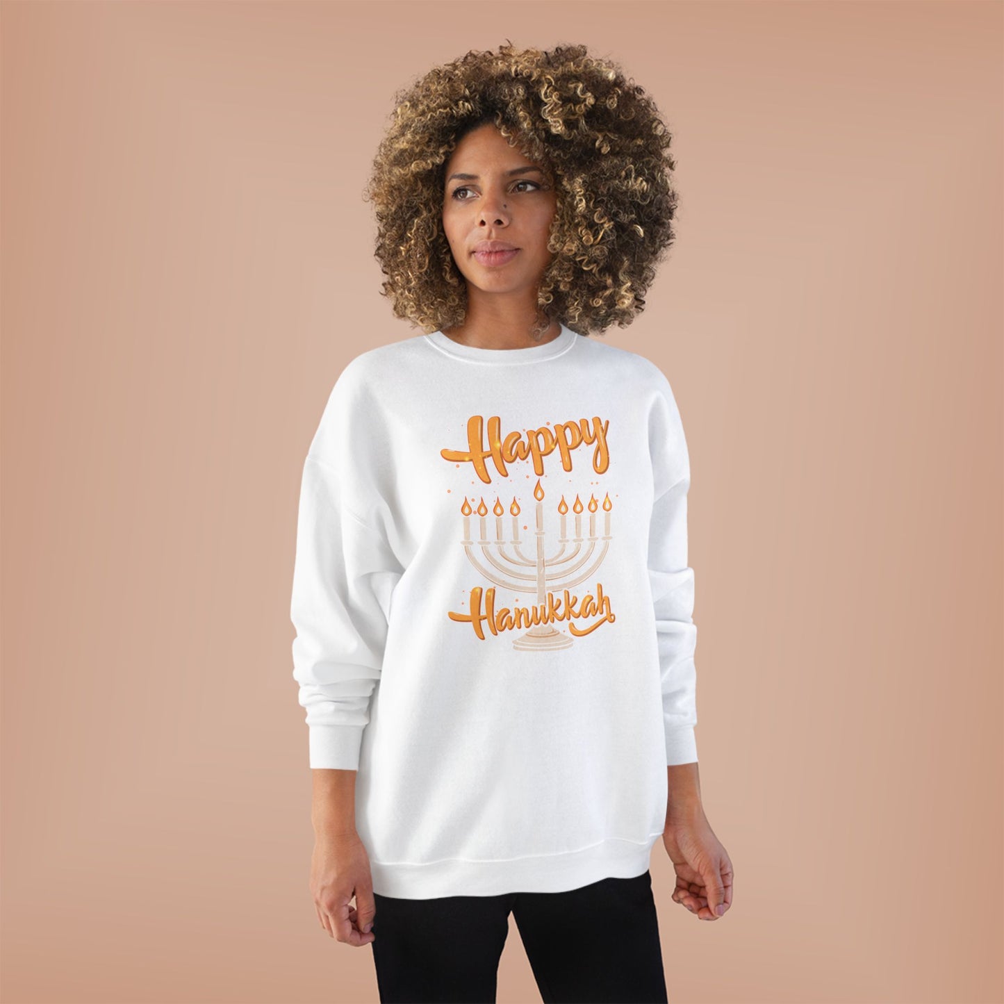 "Happy Hanukkah" Unisex EcoSmart® Crewneck Sweatshirt