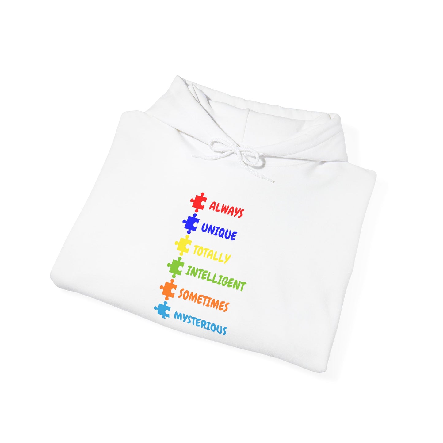 Autism Puzzle Traits Hoodie - "Always, Unique, Intelligent, Sometimes, Mysterious"