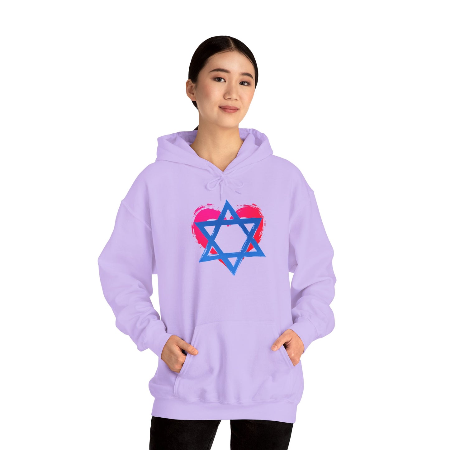 Star of David with Heart Unisex Heavy Blend™ Hooded Sweatshirt