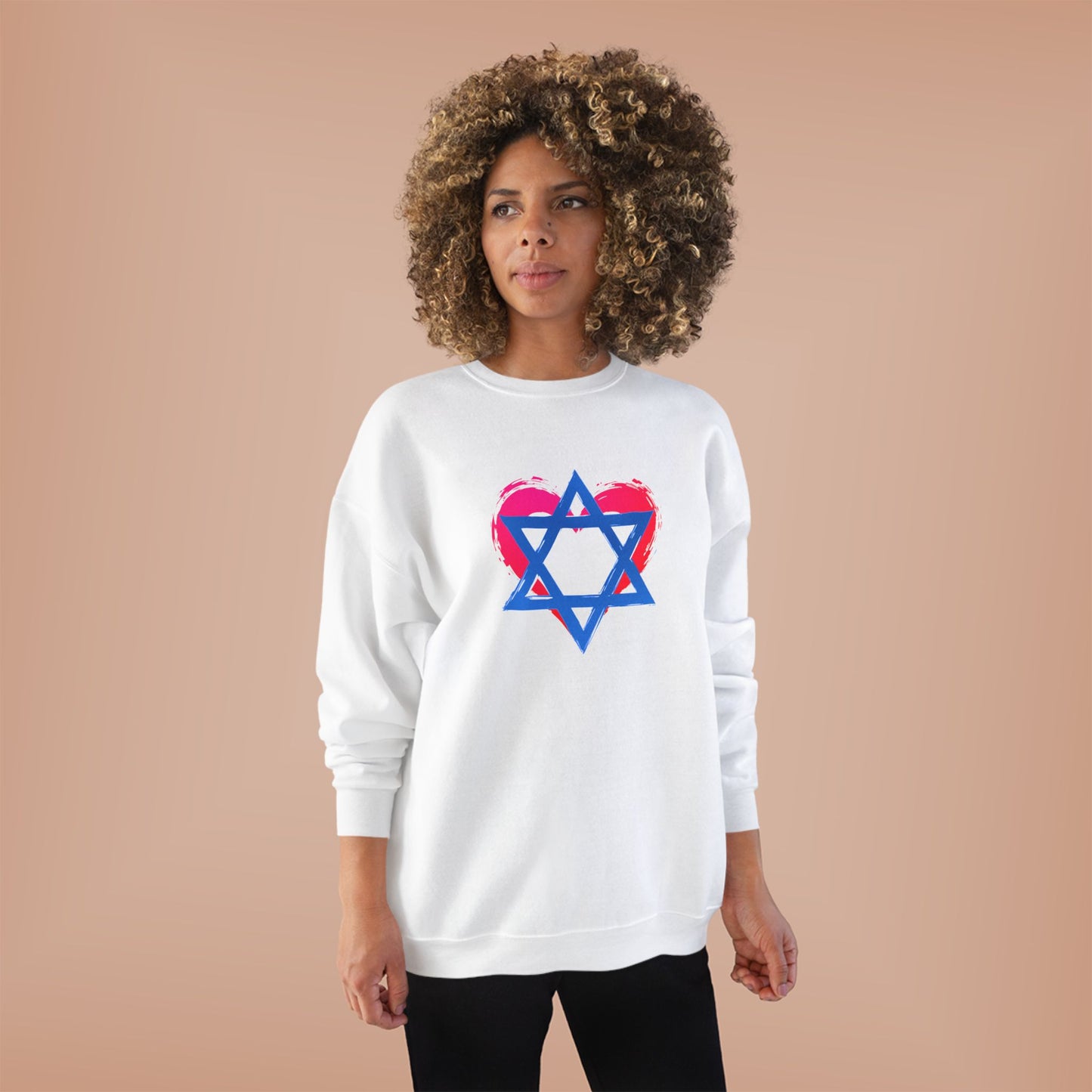 Star of David with Heart Unisex EcoSmart® Crewneck Sweatshirt