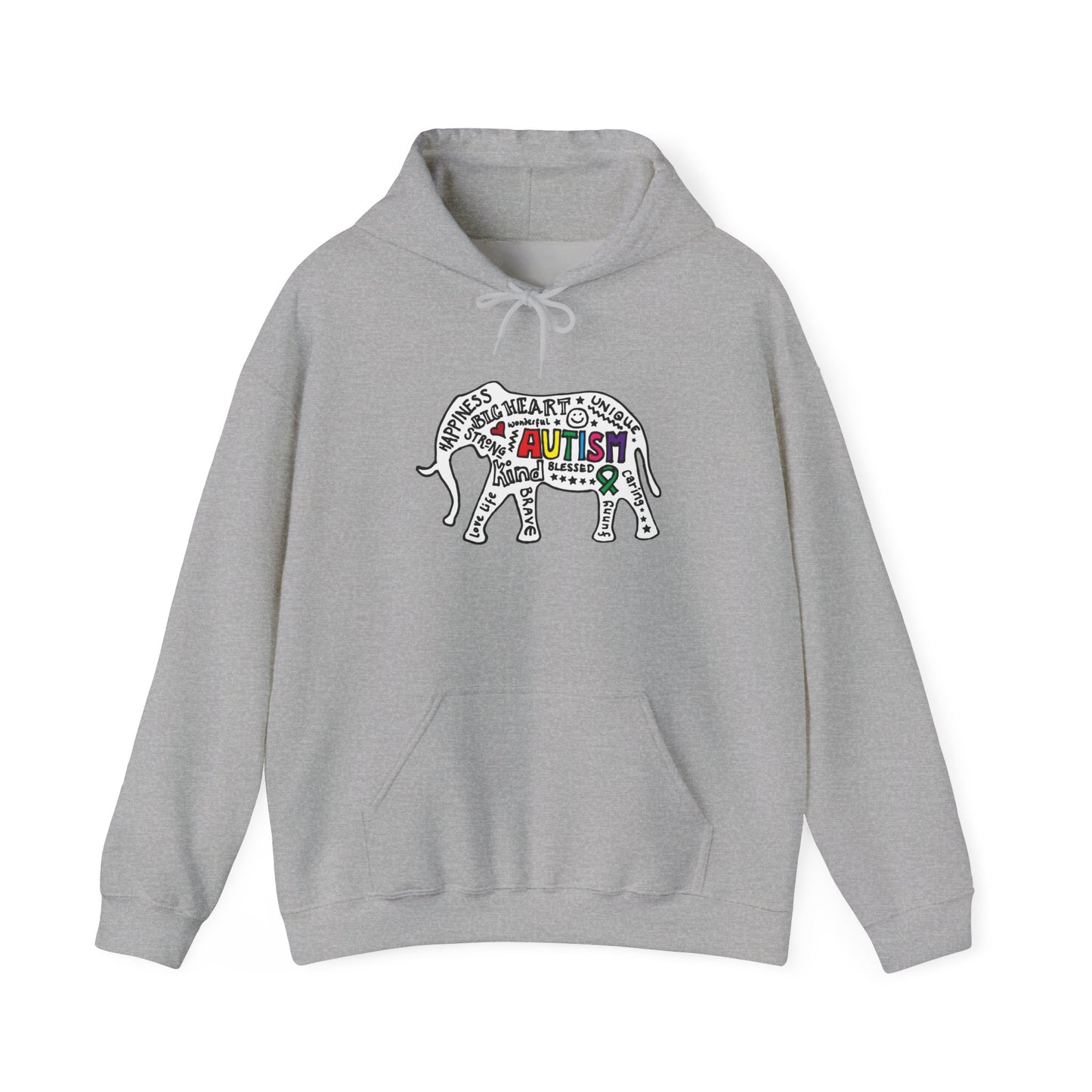 Autism Awareness Elephant Hoodie - Colorful Puzzle Piece Design