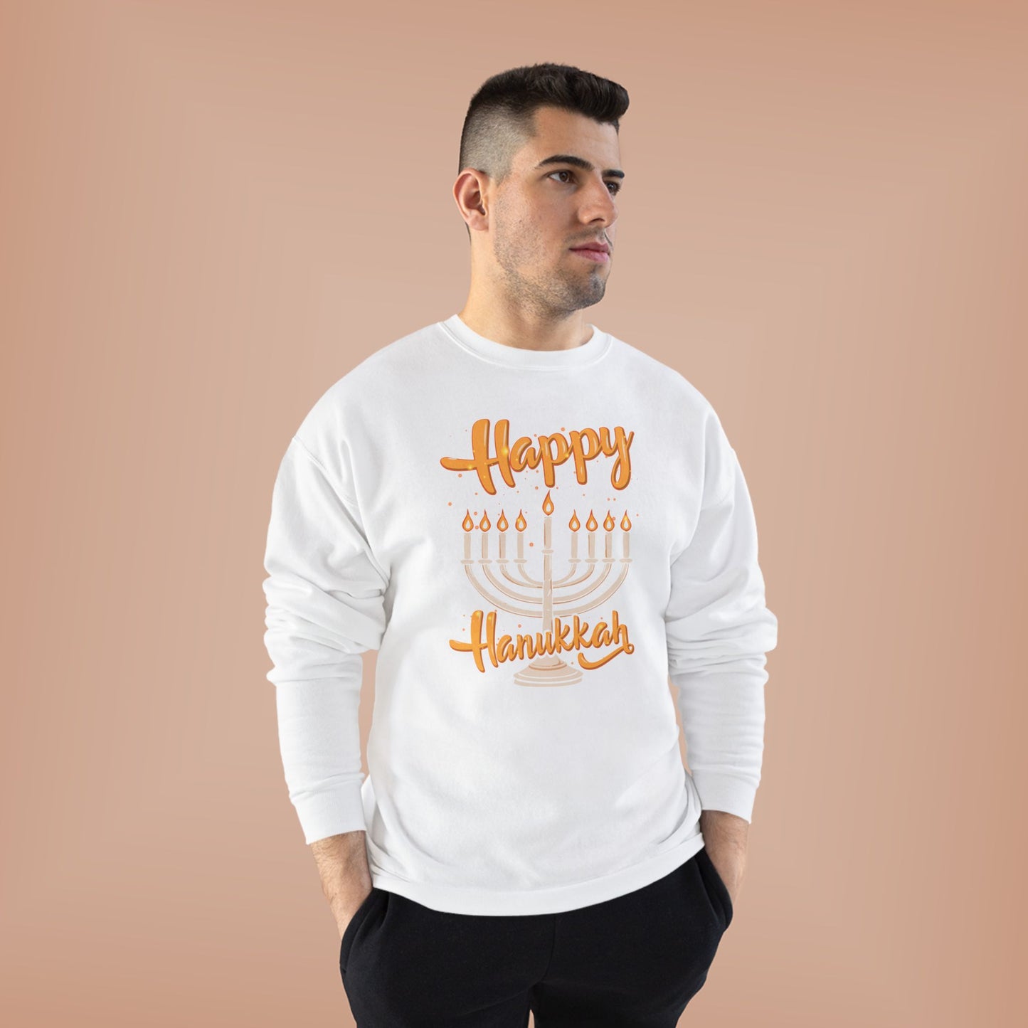 "Happy Hanukkah" Unisex EcoSmart® Crewneck Sweatshirt