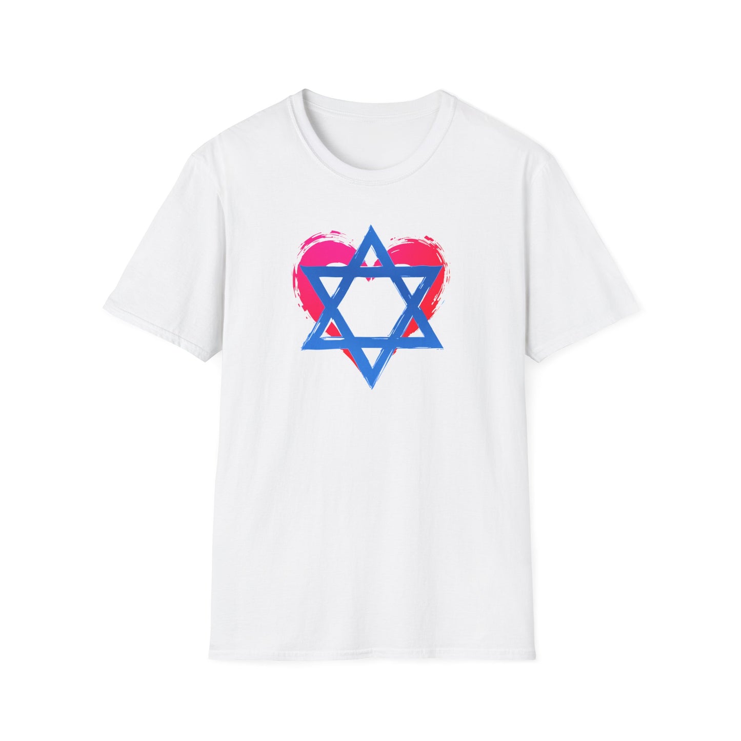 Star of David with Heart Unisex Softstyle T-Shirt