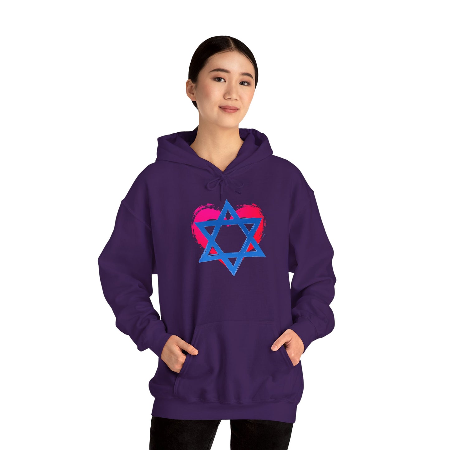 Star of David with Heart Unisex Heavy Blend™ Hooded Sweatshirt