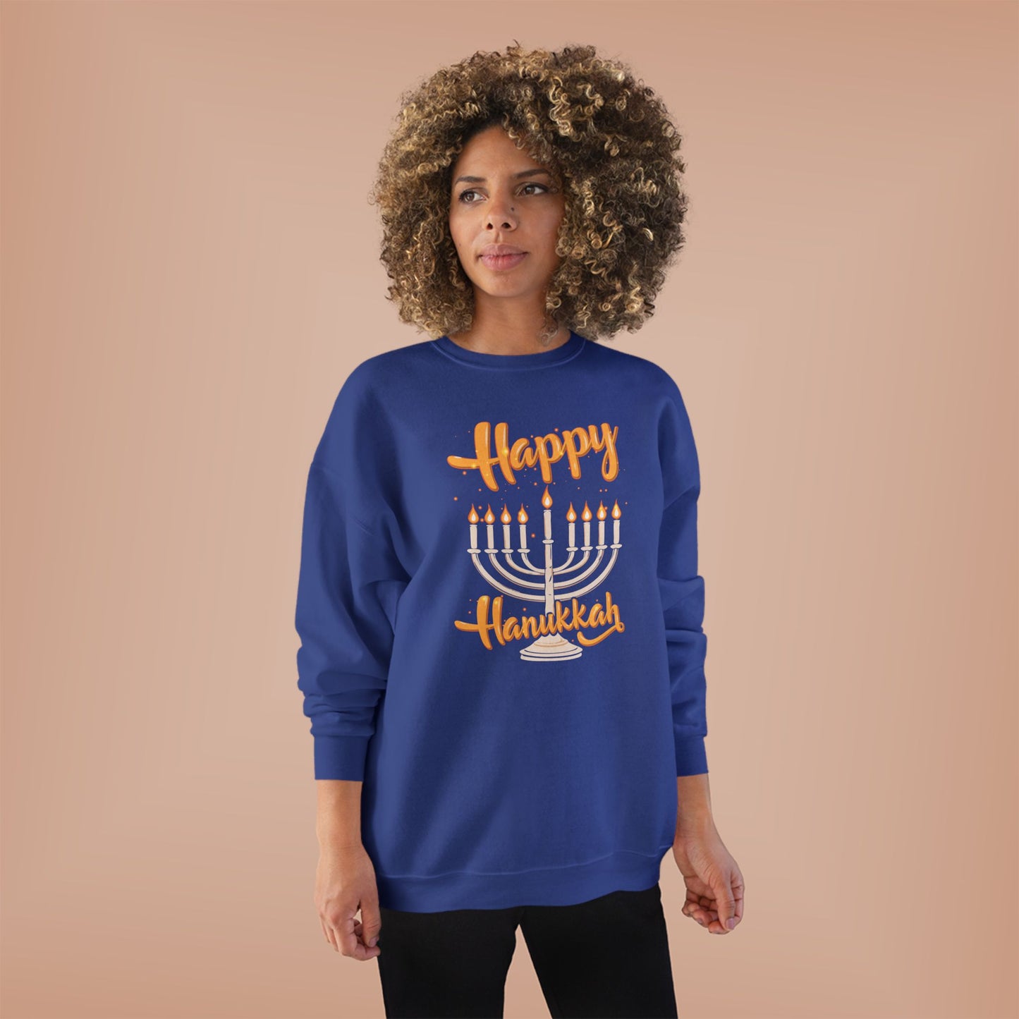 "Happy Hanukkah" Unisex EcoSmart® Crewneck Sweatshirt