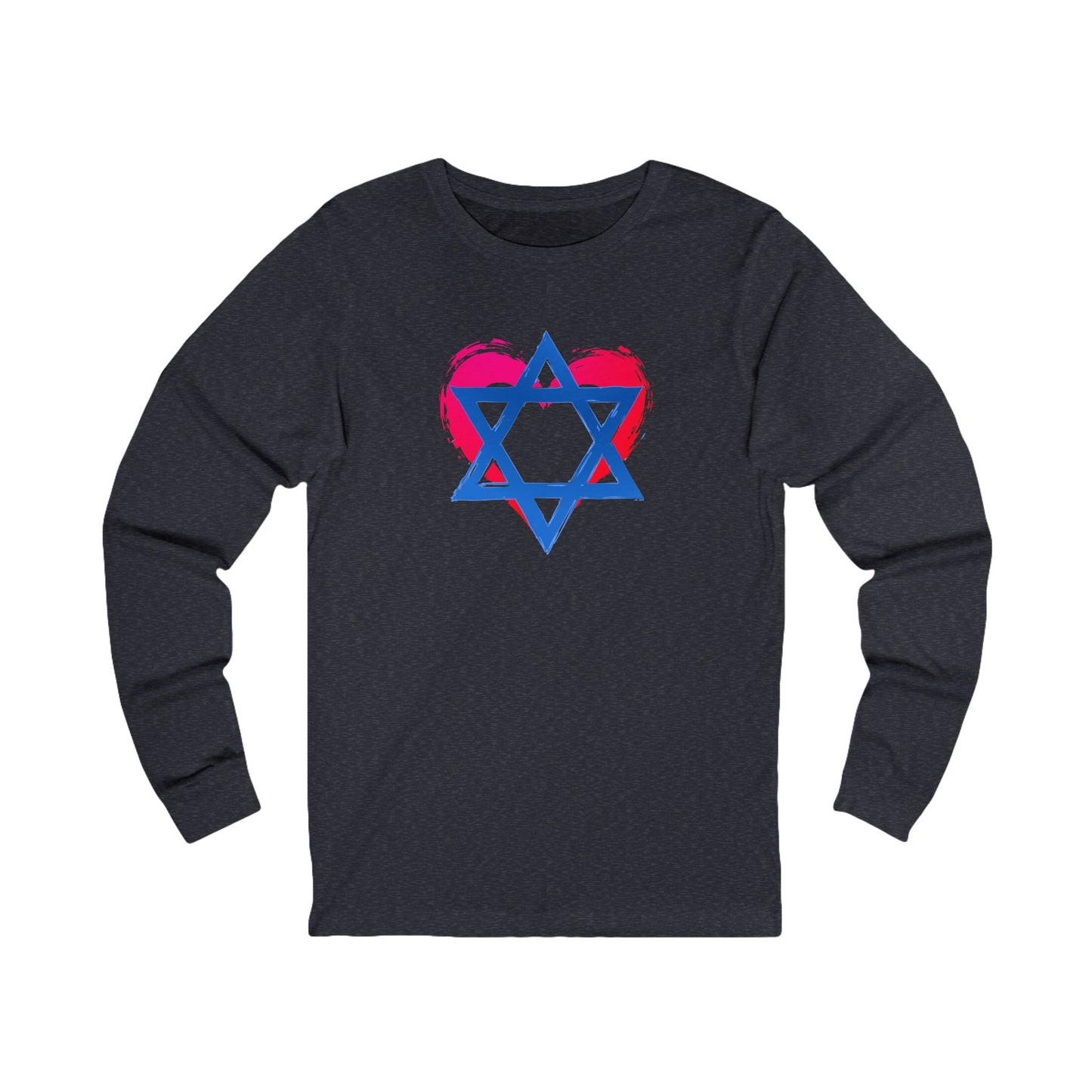 Star of David with Heart Unisex Jersey Long Sleeve Tee