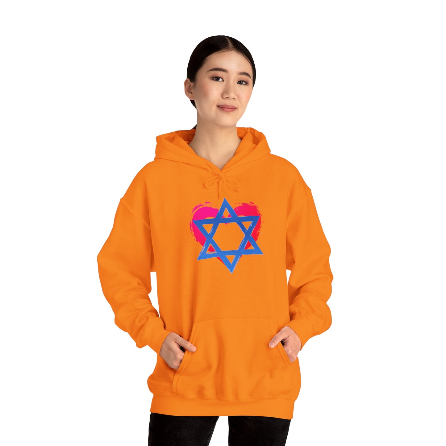 Star of David with Heart Unisex Heavy Blend™ Hooded Sweatshirt