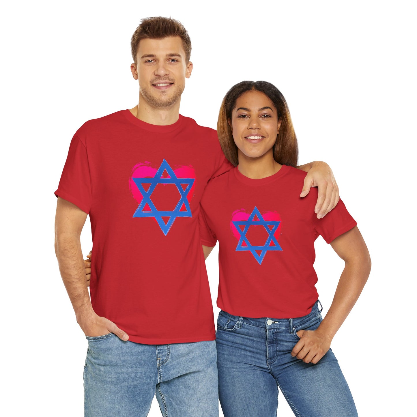 Star of David with Heart Unisex Heavy Cotton Tee