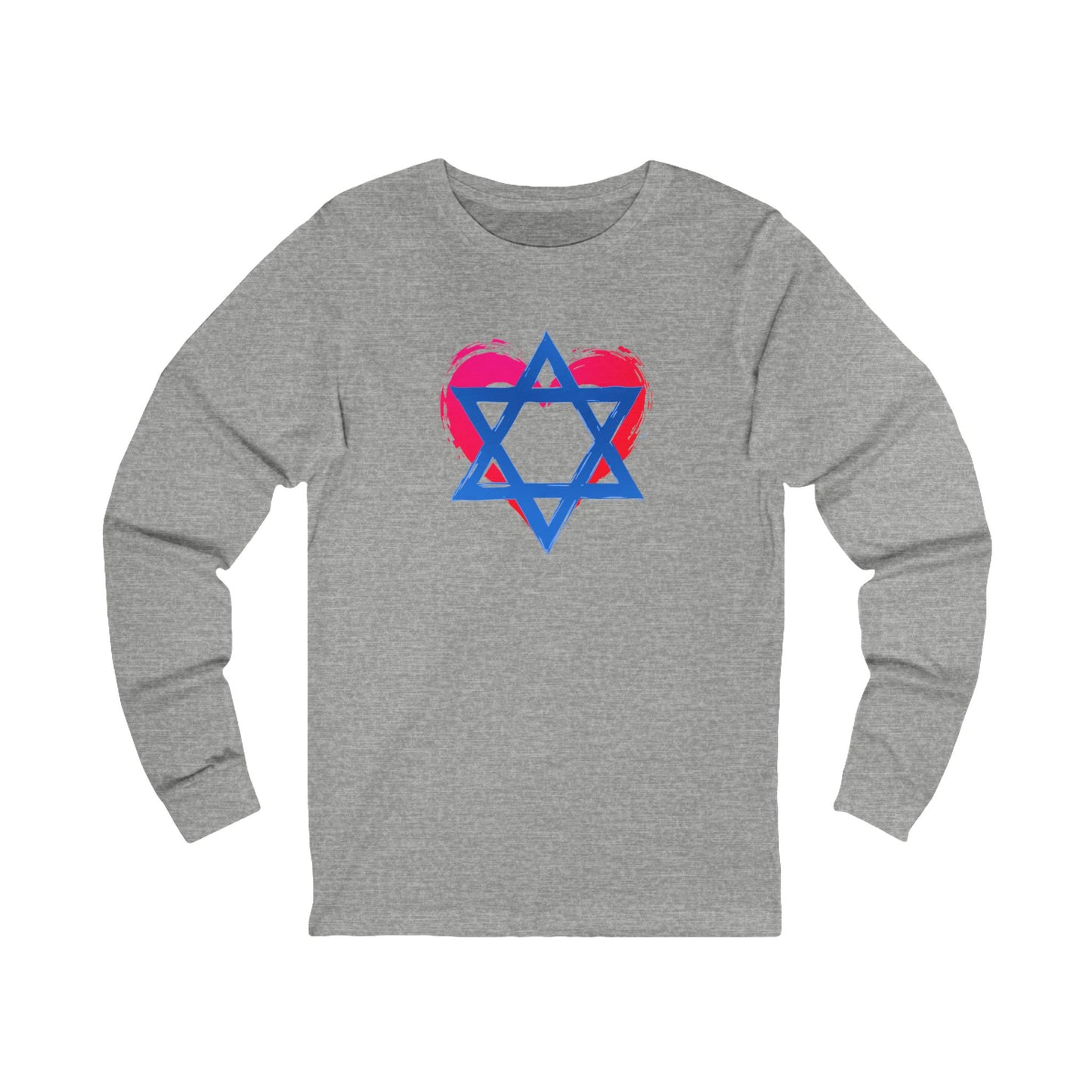 Star of David with Heart Unisex Jersey Long Sleeve Tee