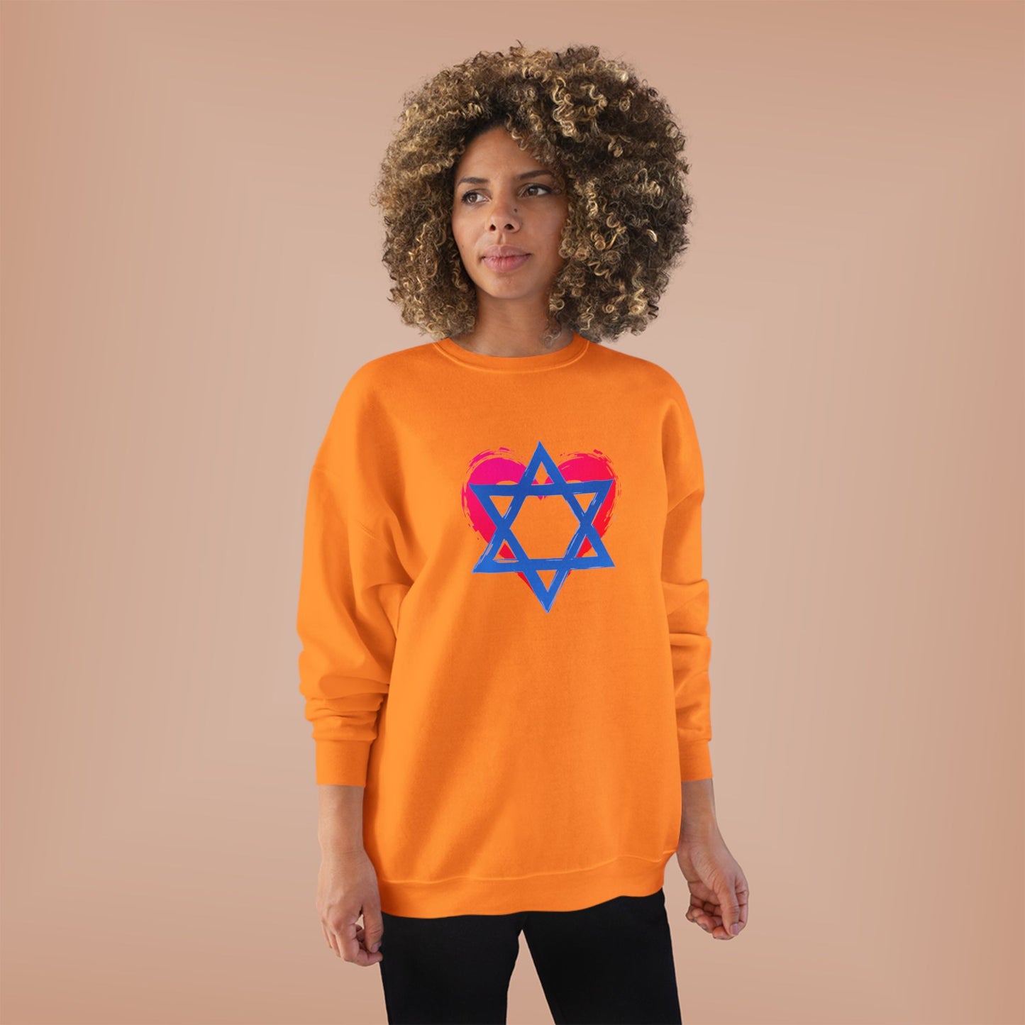 Star of David with Heart Unisex EcoSmart® Crewneck Sweatshirt