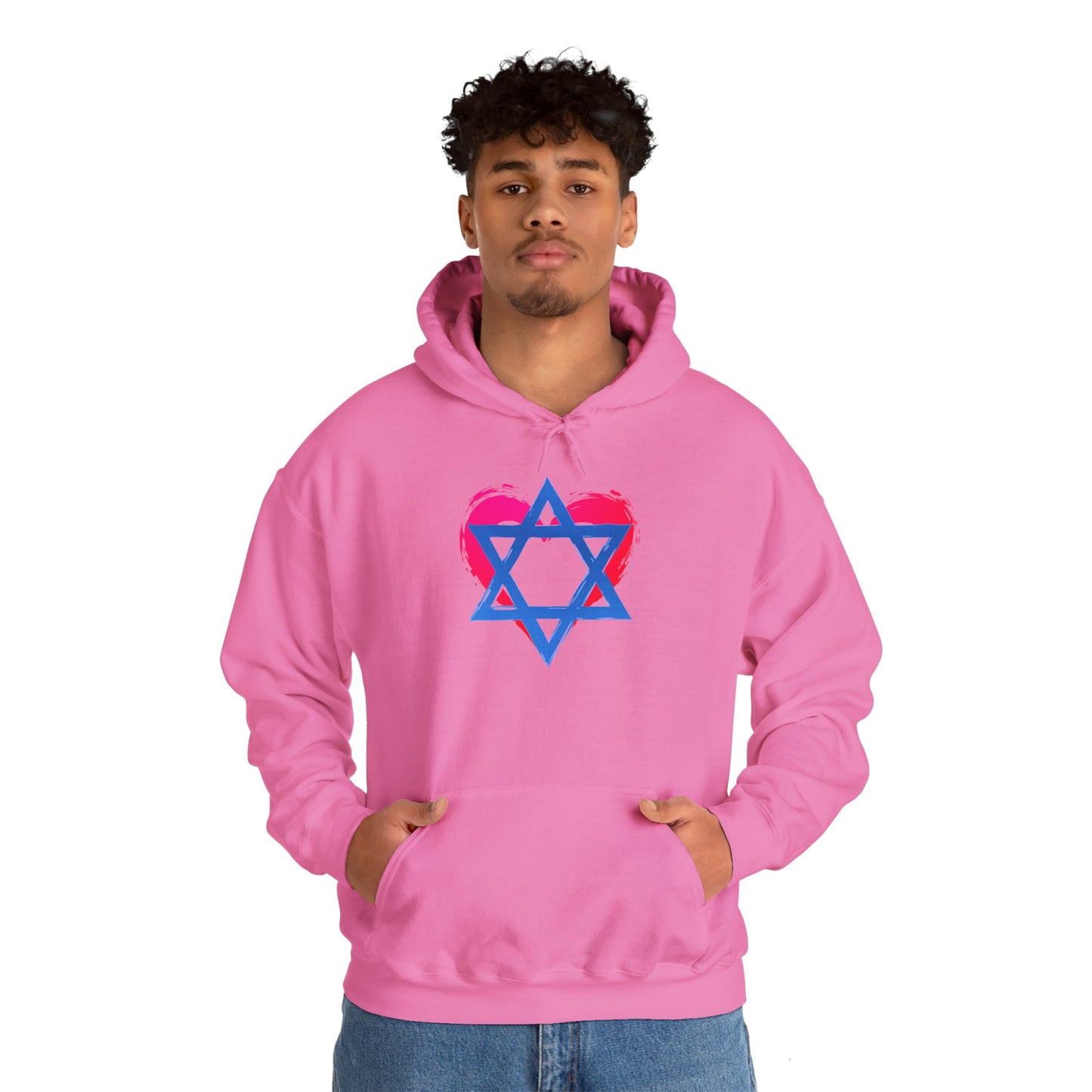 Star of David with Heart Unisex Heavy Blend™ Hooded Sweatshirt