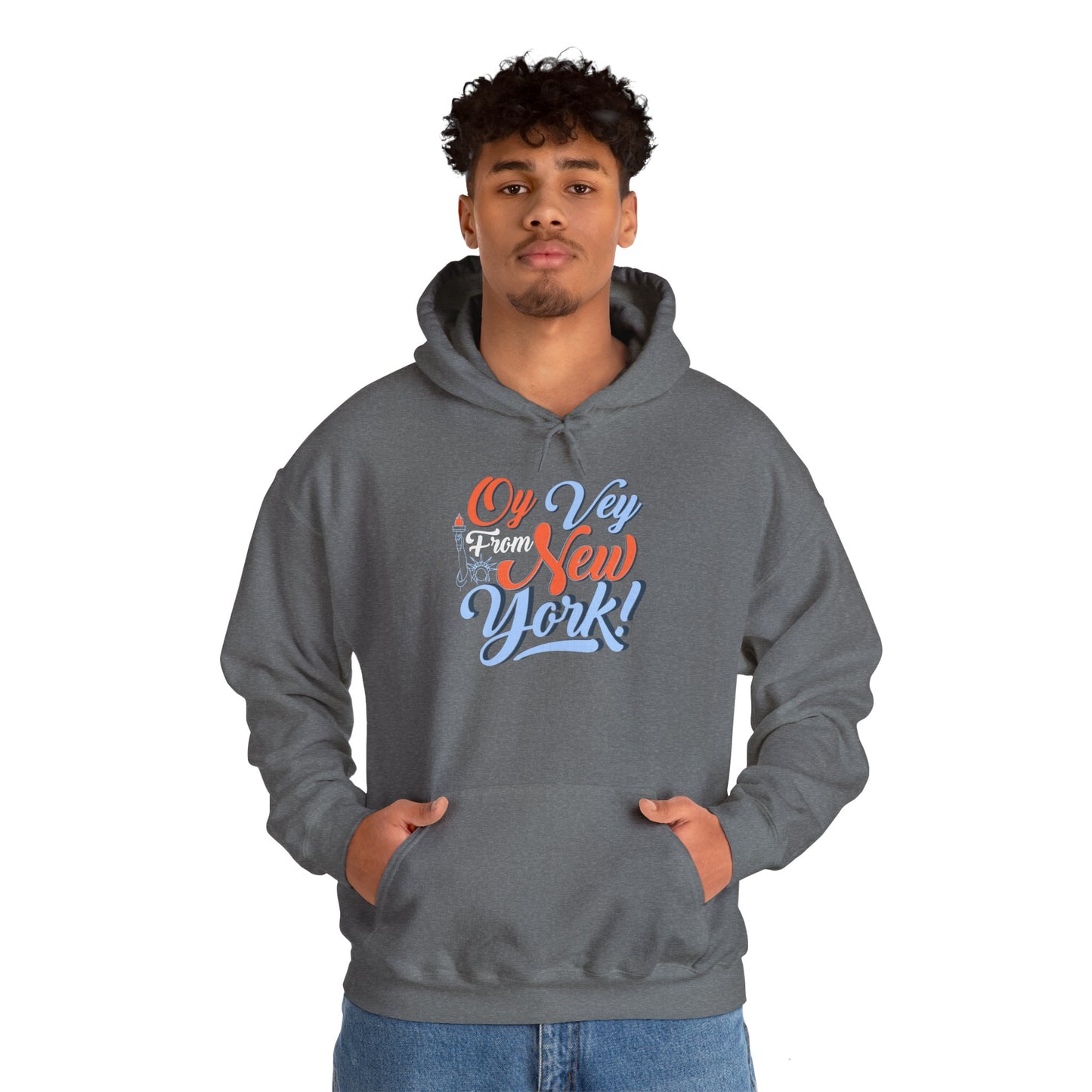 "OY VEY FROM NEW YORK" Unisex Heavy Blend™ Hooded Sweatshirt