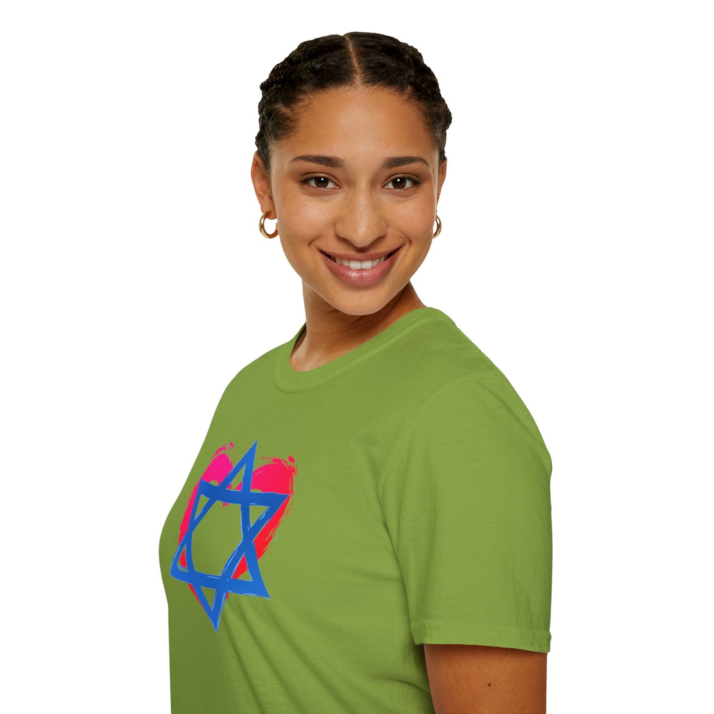 Star of David with Heart Unisex Softstyle T-Shirt