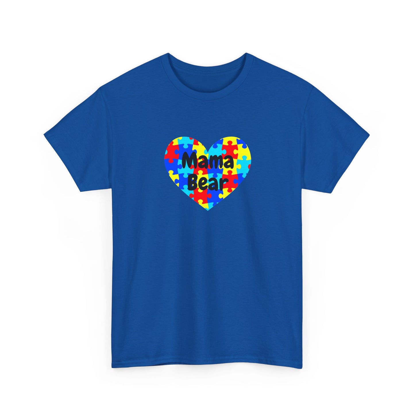 Mama Bear Autism Puzzle Heart T-Shirt - Autism Awareness Mom Tee