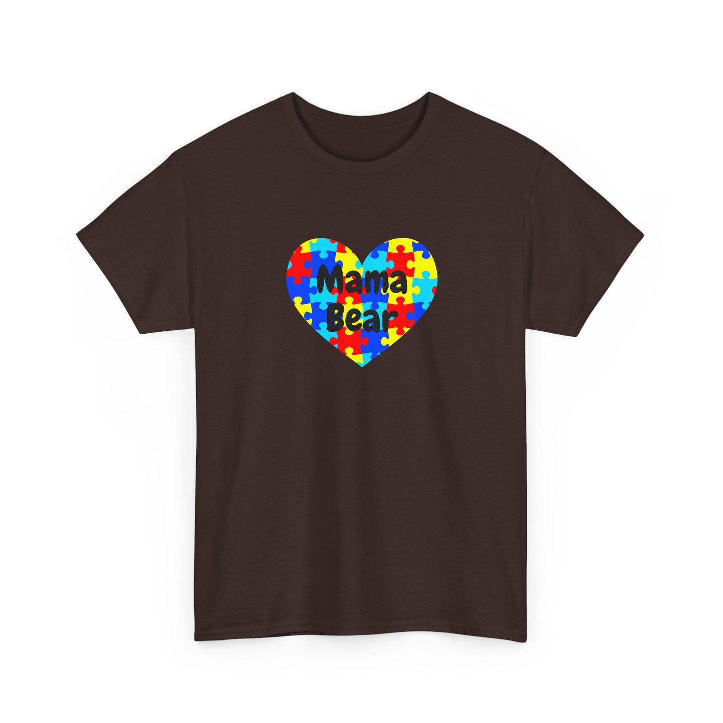 Mama Bear Autism Puzzle Heart T-Shirt - Autism Awareness Mom Tee