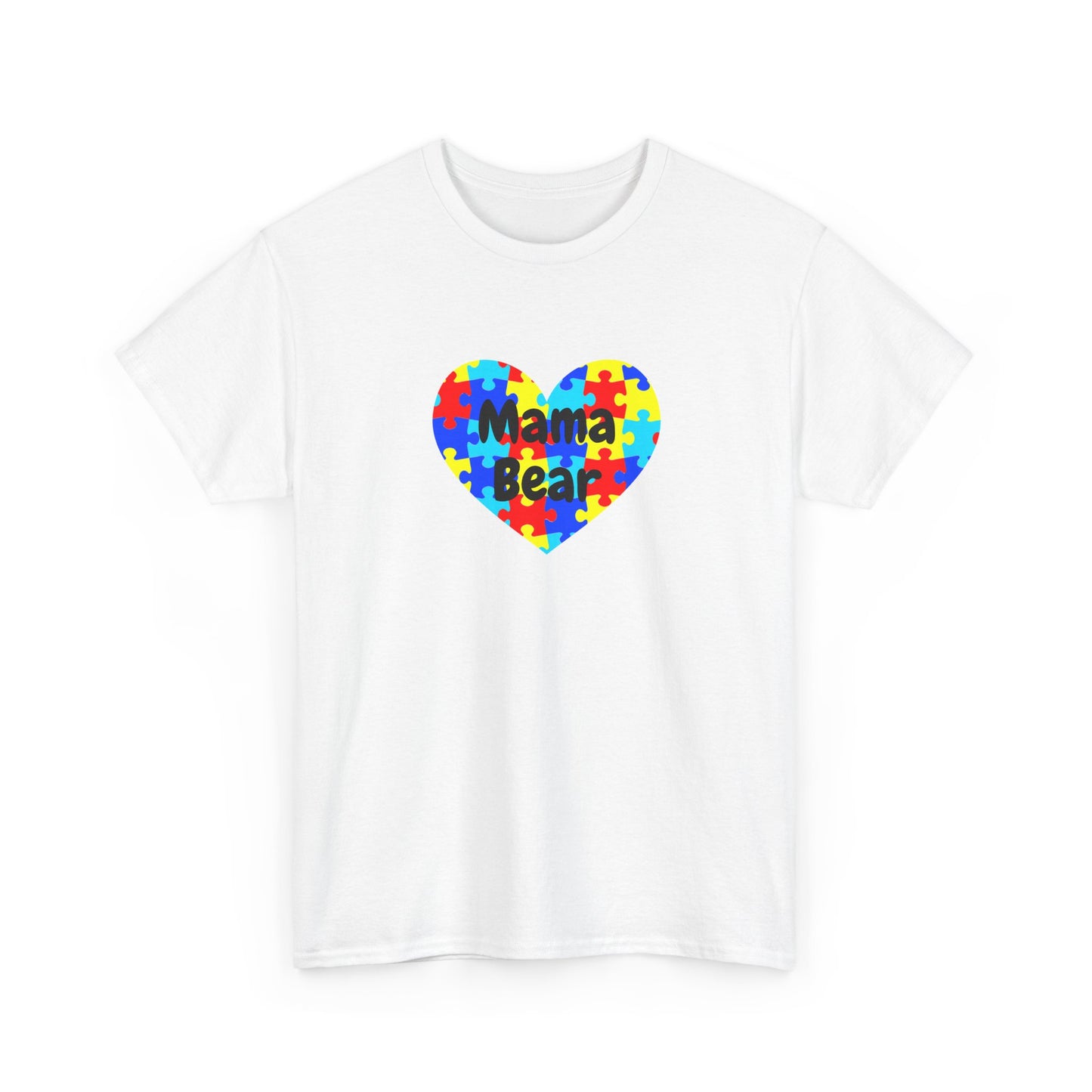 Mama Bear Autism Puzzle Heart T-Shirt - Autism Awareness Mom Tee
