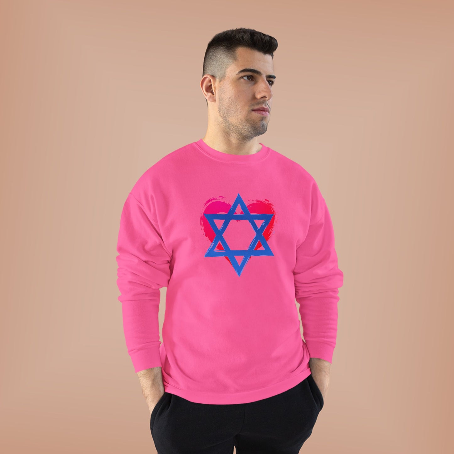 Star of David with Heart Unisex EcoSmart® Crewneck Sweatshirt