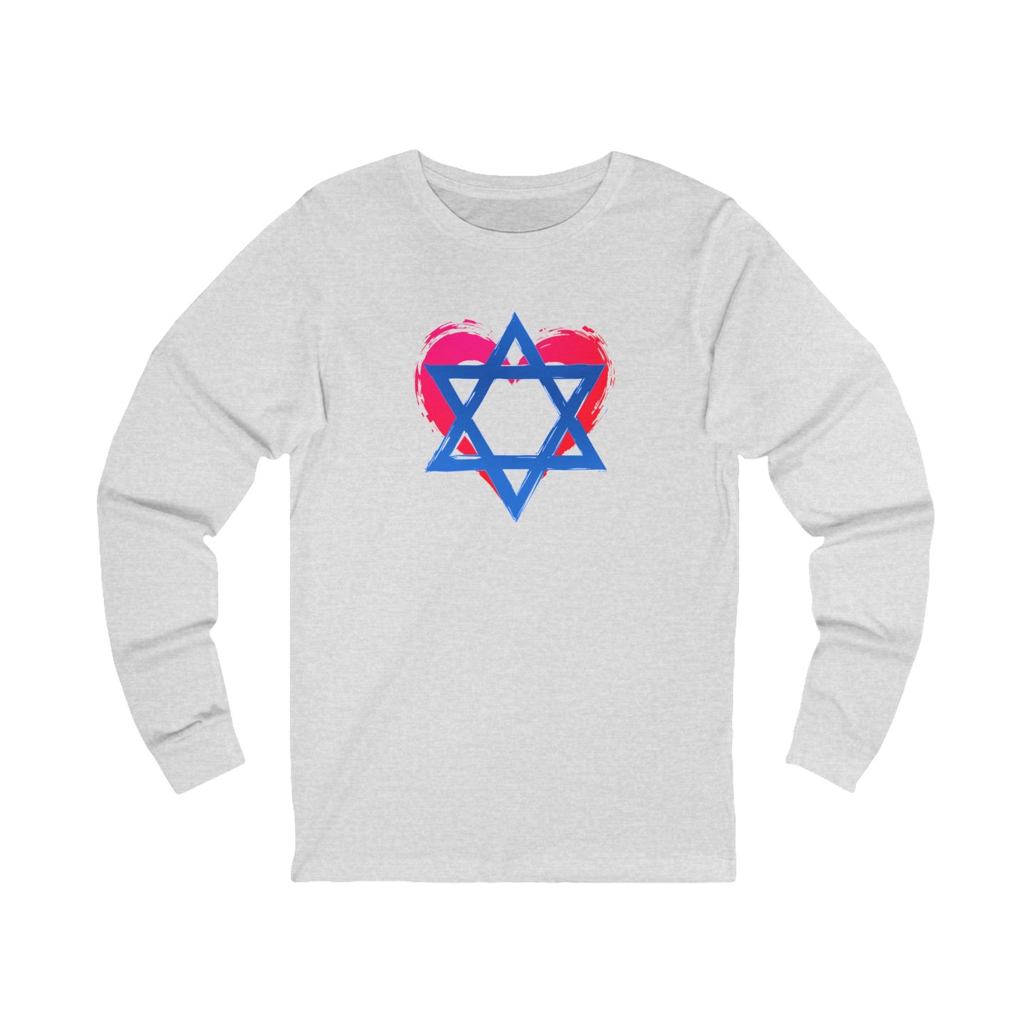 Star of David with Heart Unisex Jersey Long Sleeve Tee