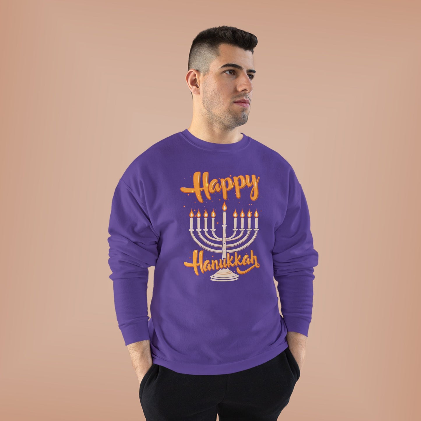 "Happy Hanukkah" Unisex EcoSmart® Crewneck Sweatshirt